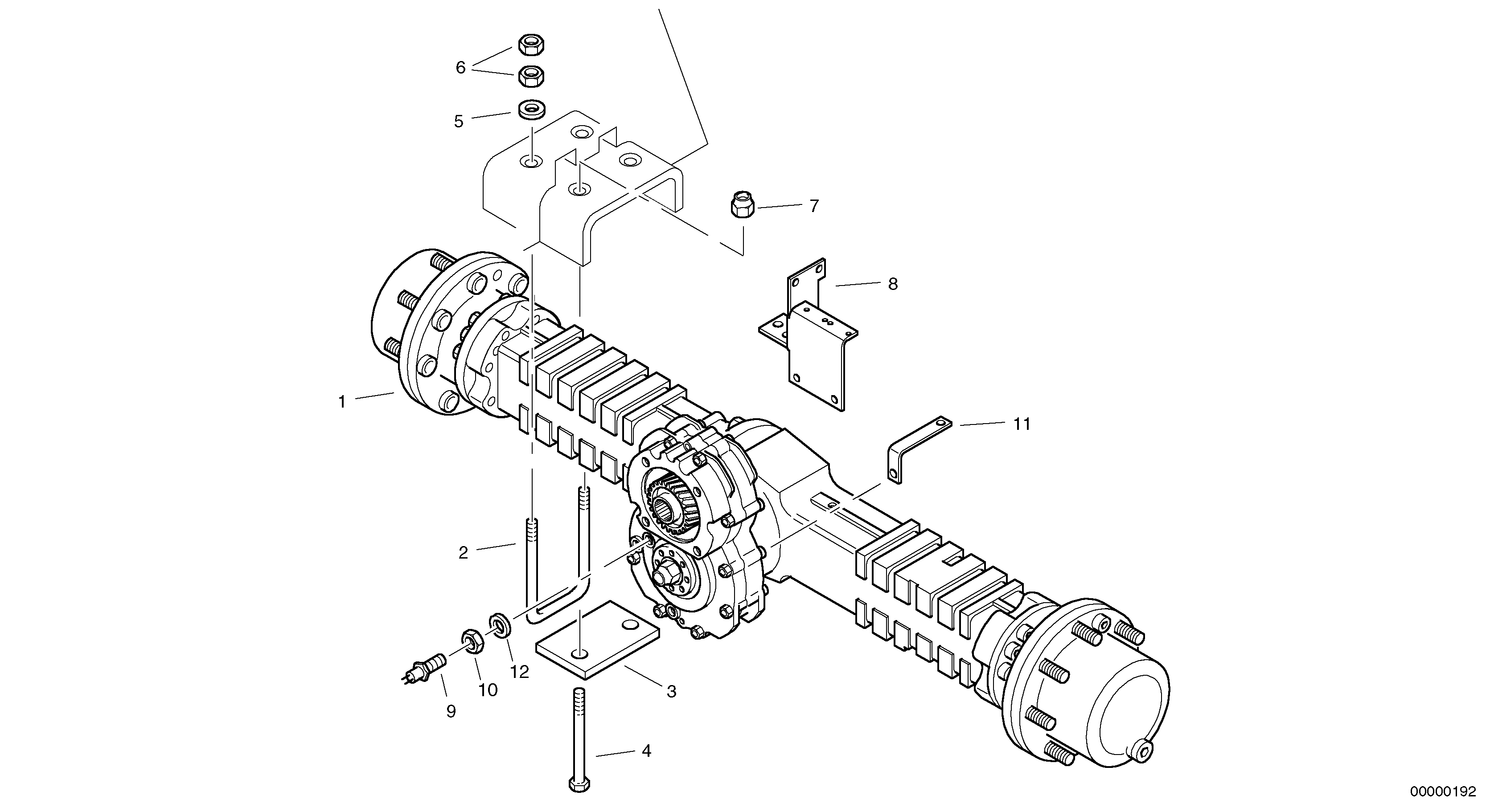 Схема запчастей Volvo L45 TYPE 194, 195 SER NO - 1000 - 9157 Assembly - rear axle 