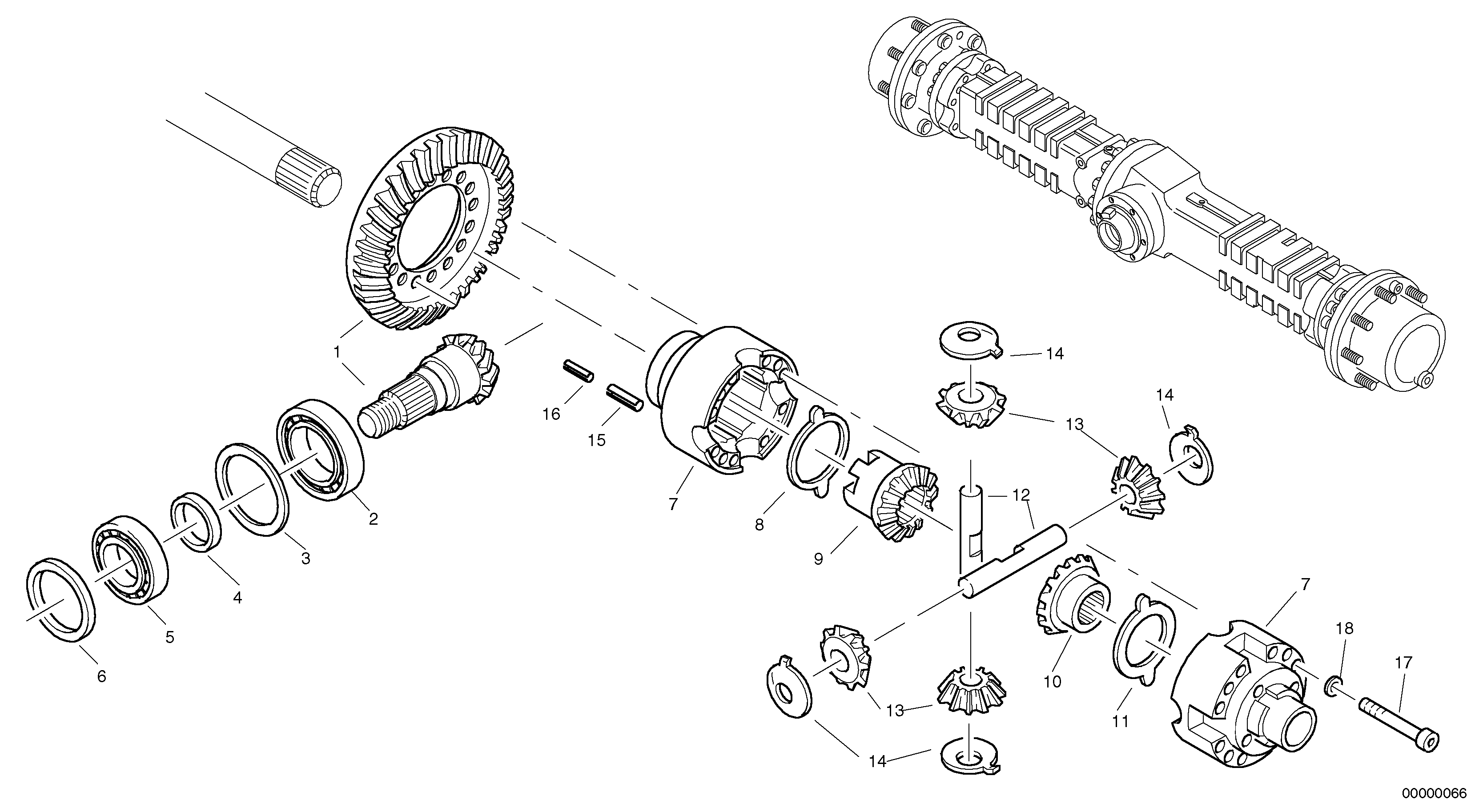 Схема запчастей Volvo L45 TYPE 194, 195 SER NO - 1000 - 9912 Differential carrier - assy rear axle 