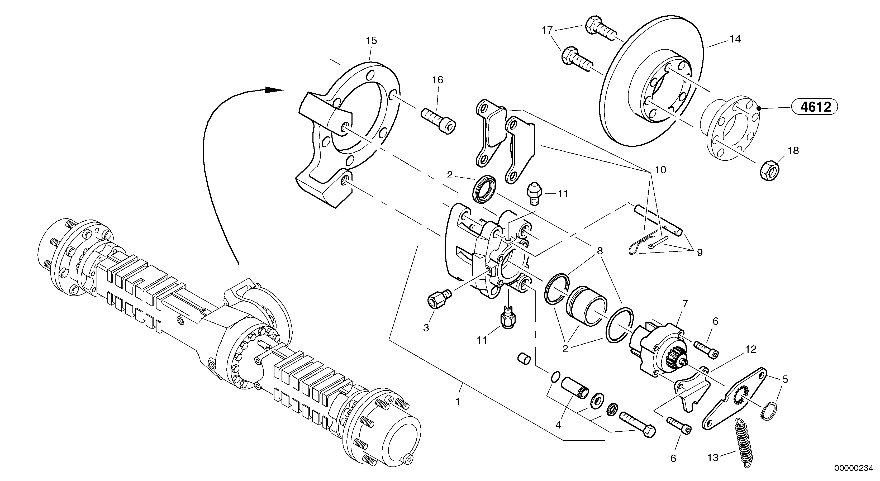 Схема запчастей Volvo L45 TYPE 194, 195 SER NO - 1000 - 12392 Central brake 
