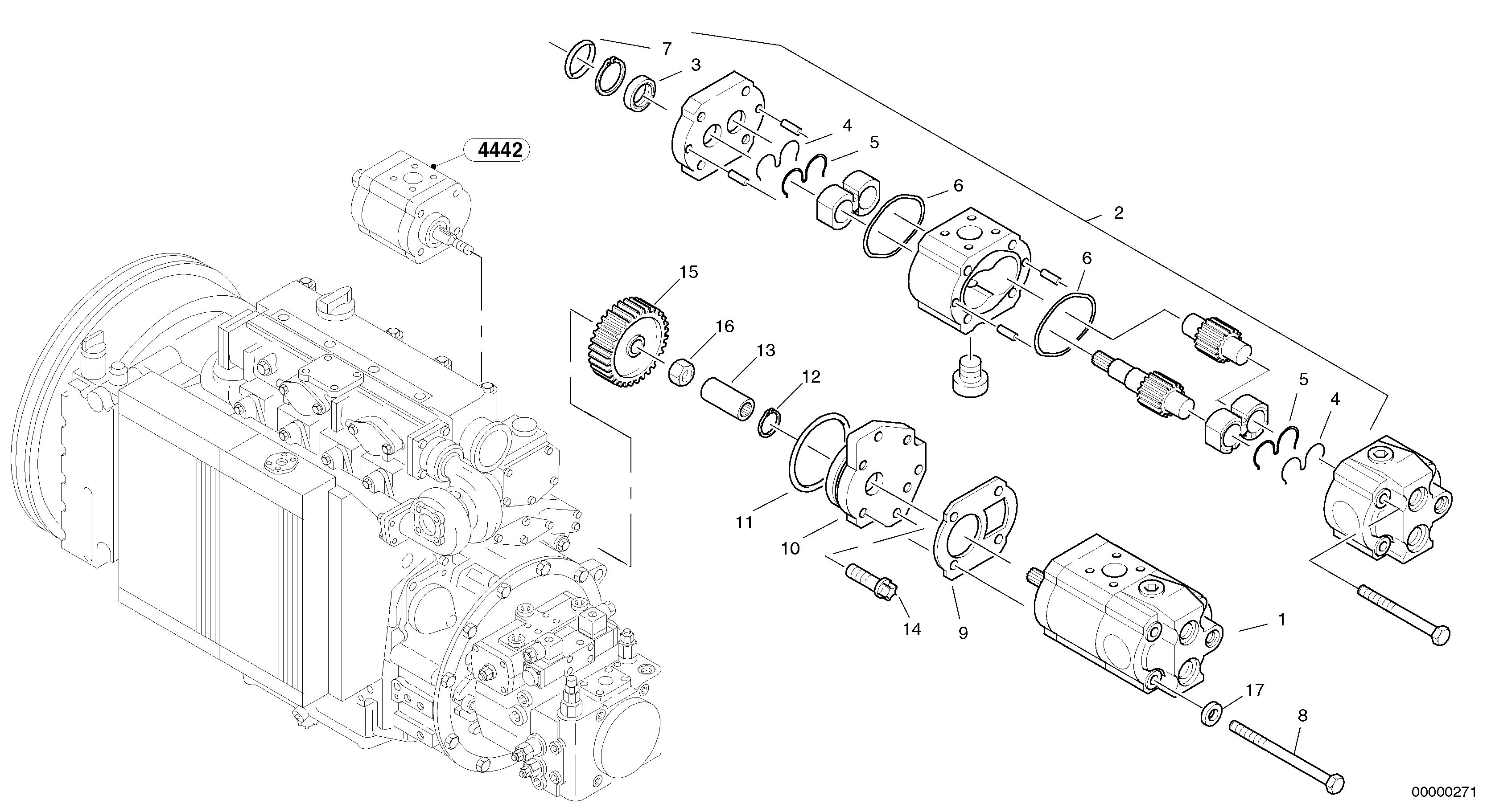 Схема запчастей Volvo L45 TYPE 194, 195 SER NO - 1000 - 73897 Гидронасос рулевой 