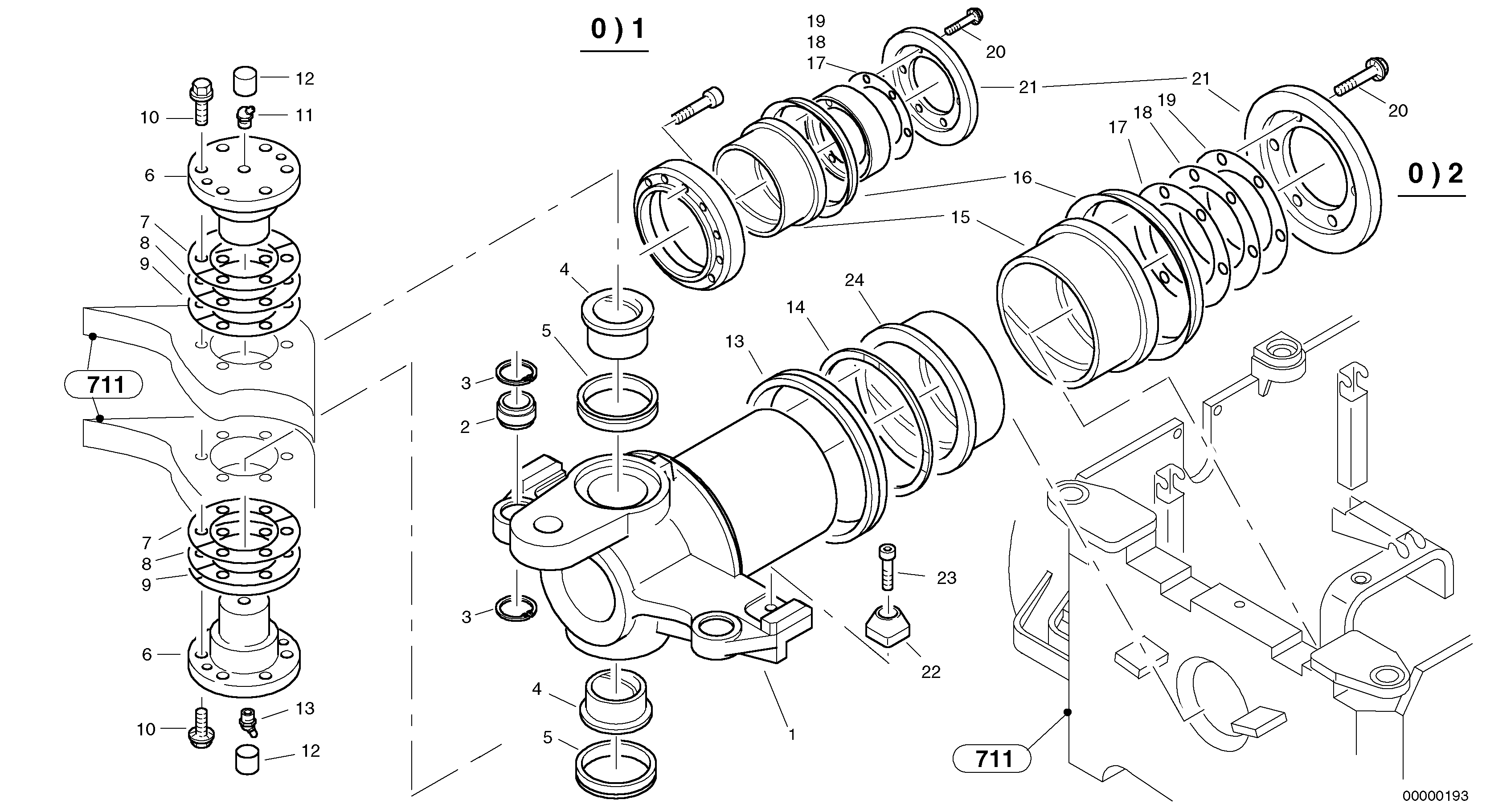 Схема запчастей Volvo L45 TYPE 194, 195 SER NO - 1000 - 3454 Articulation point 