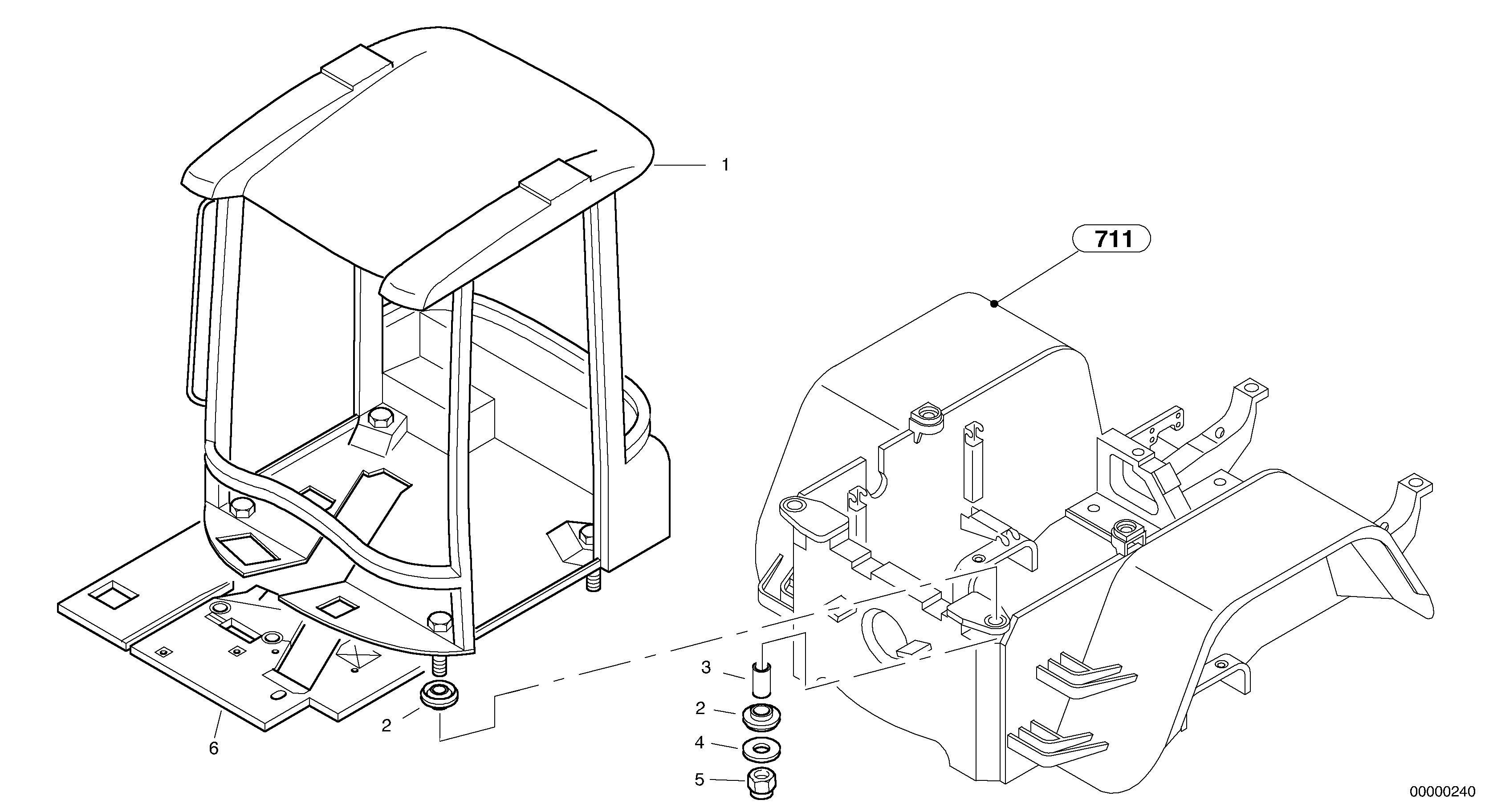 Схема запчастей Volvo L45 TYPE 194, 195 SER NO - 1000 - 13322 Drivers cab framework 