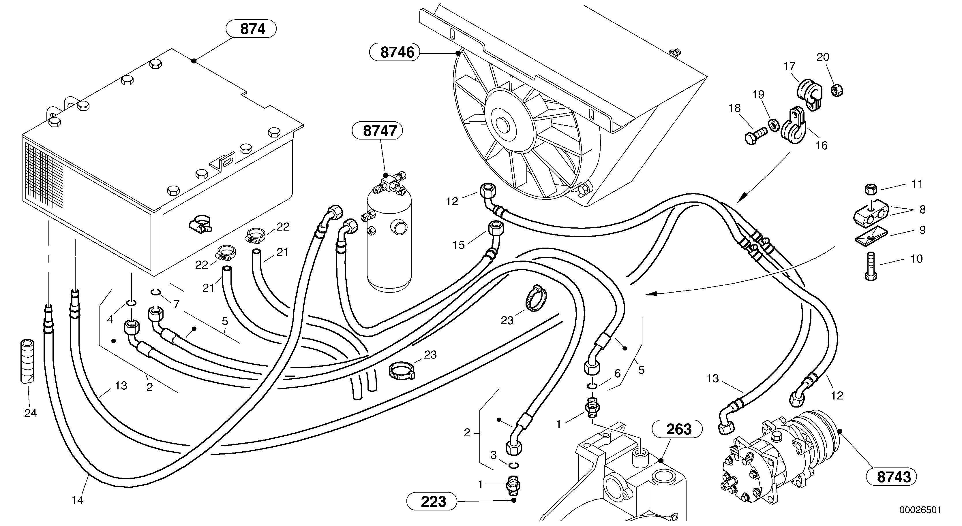 Схема запчастей Volvo L45 TYPE 194, 195 SER NO - 1000 - 13128 Pipes - Air-conditioning system 