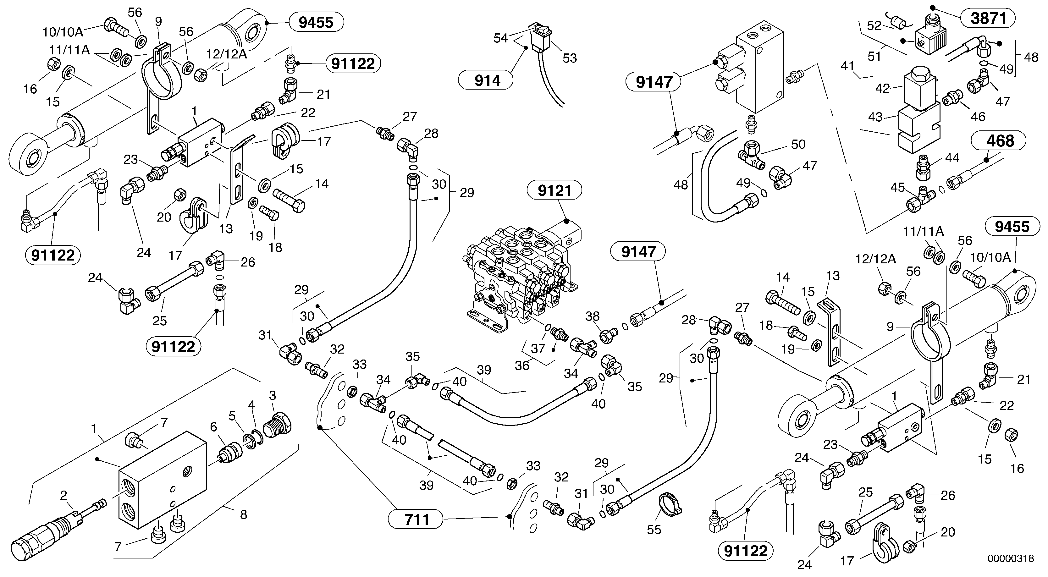 Схема запчастей Volvo L45 TYPE 194, 195 SER NO - 1000 - 19144 Line fracture safety - Lift 