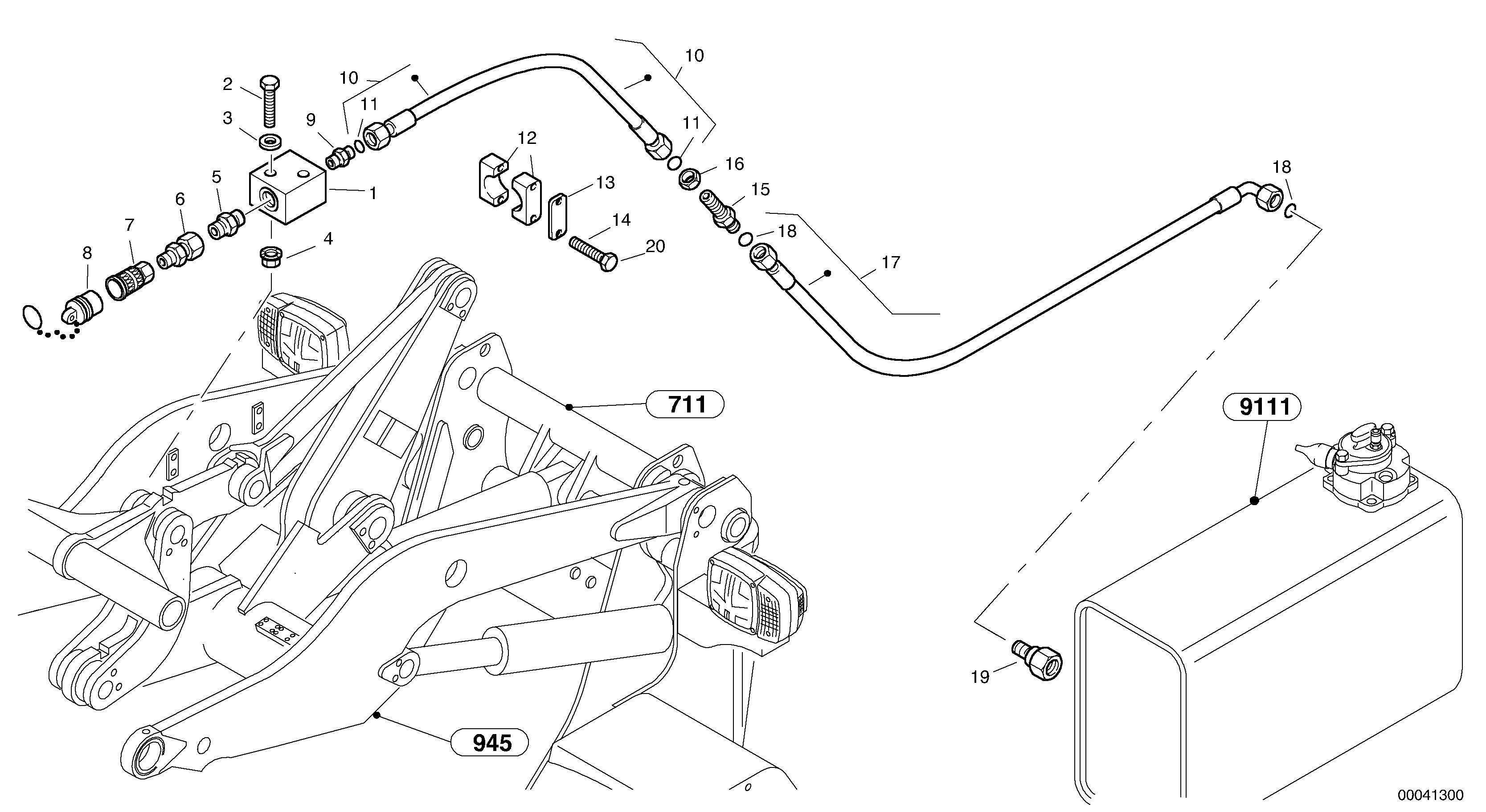 Схема запчастей Volvo L45 TYPE 194, 195 SER NO - 1000 - 53647 Leakage line - Option 
