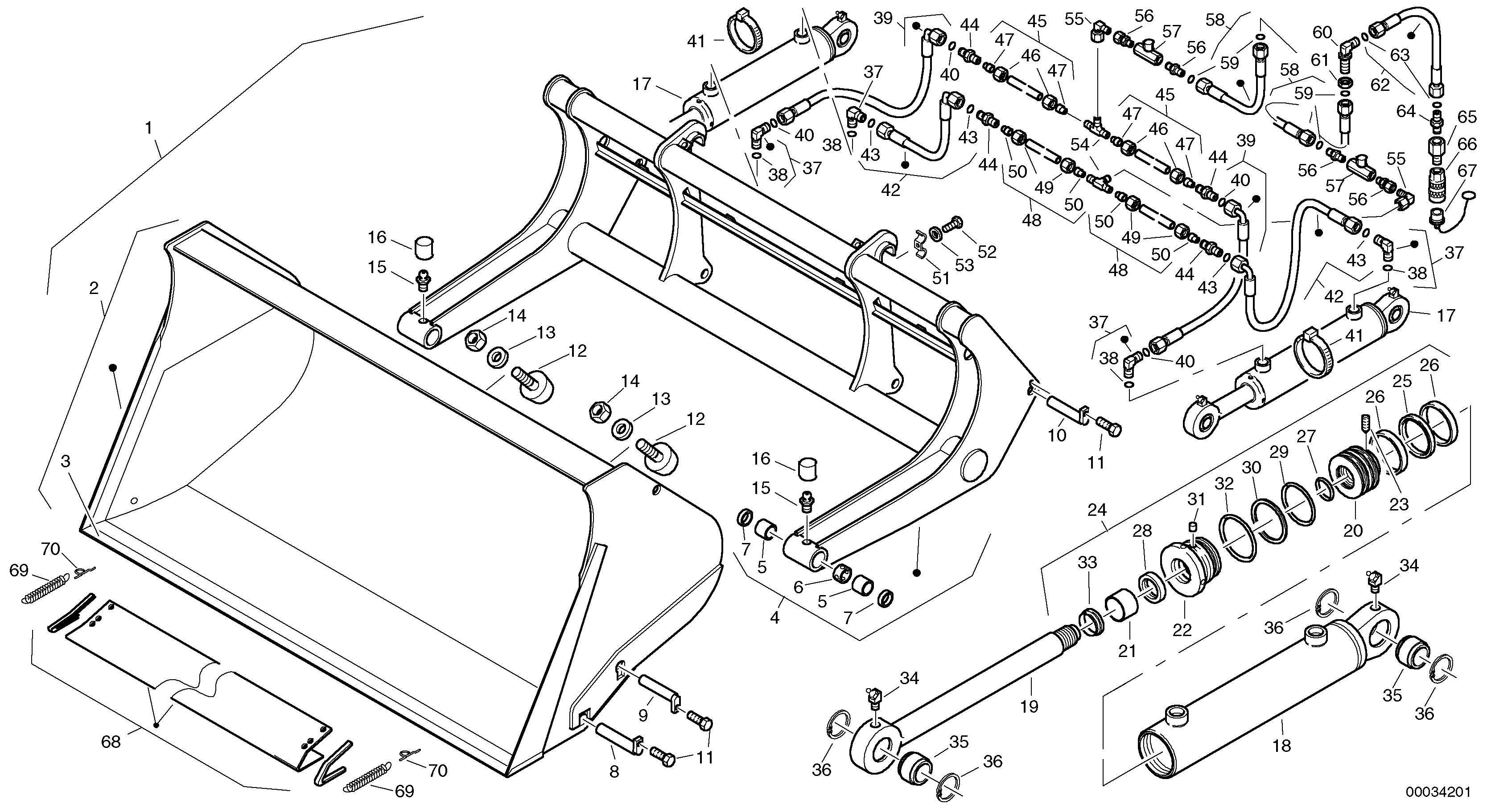 Схема запчастей Volvo L45 TYPE 194, 195 SER NO - 1000 - 46774 Tipping bucket - Tpv 