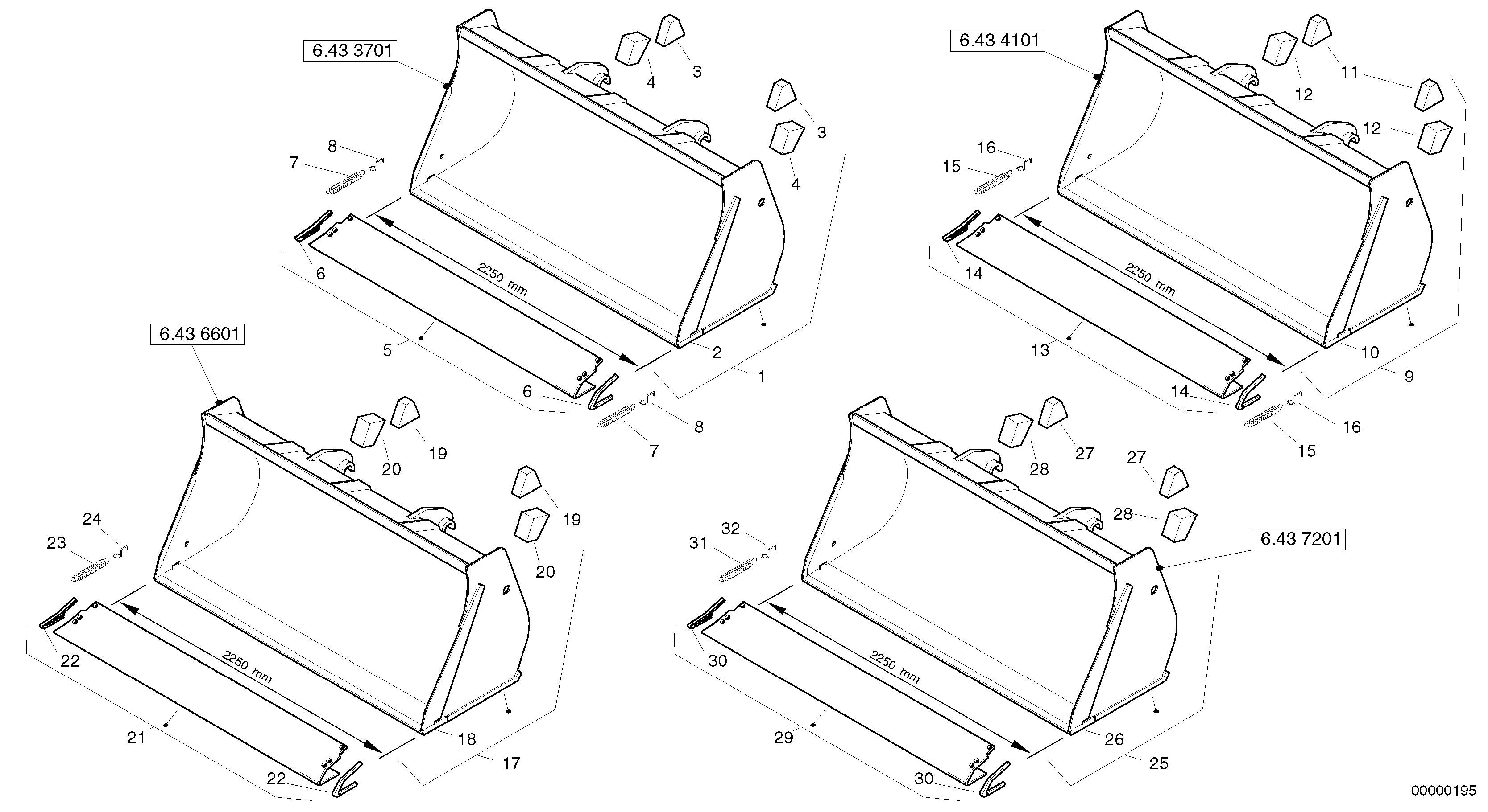 Схема запчастей Volvo L45 TYPE 194, 195 SER NO - 1000 - 22301 Bucket without teeth - Tpv 