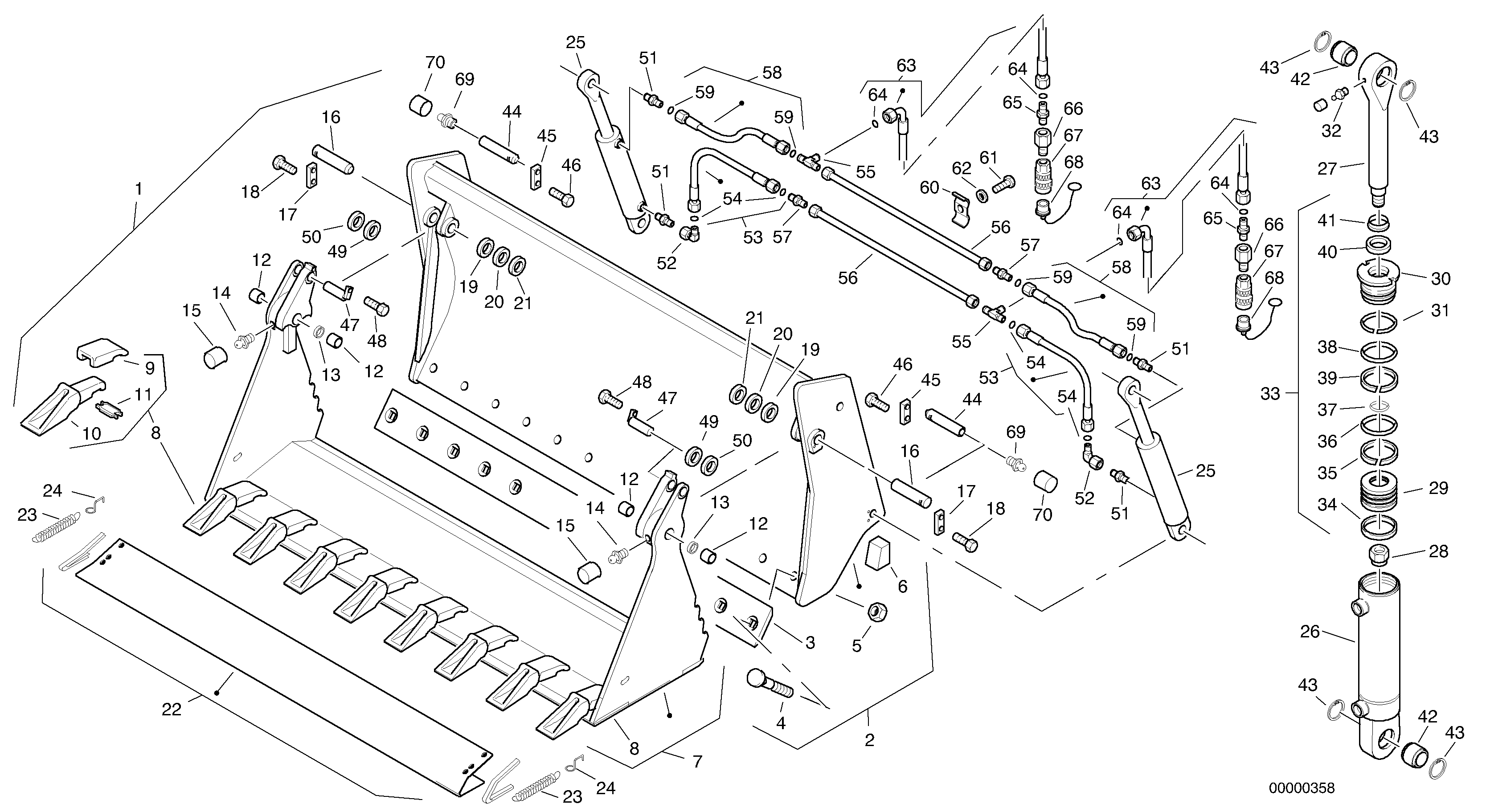 Схема запчастей Volvo L45 TYPE 194, 195 SER NO - 1000 - 55282 Combined bucket - Tpv 