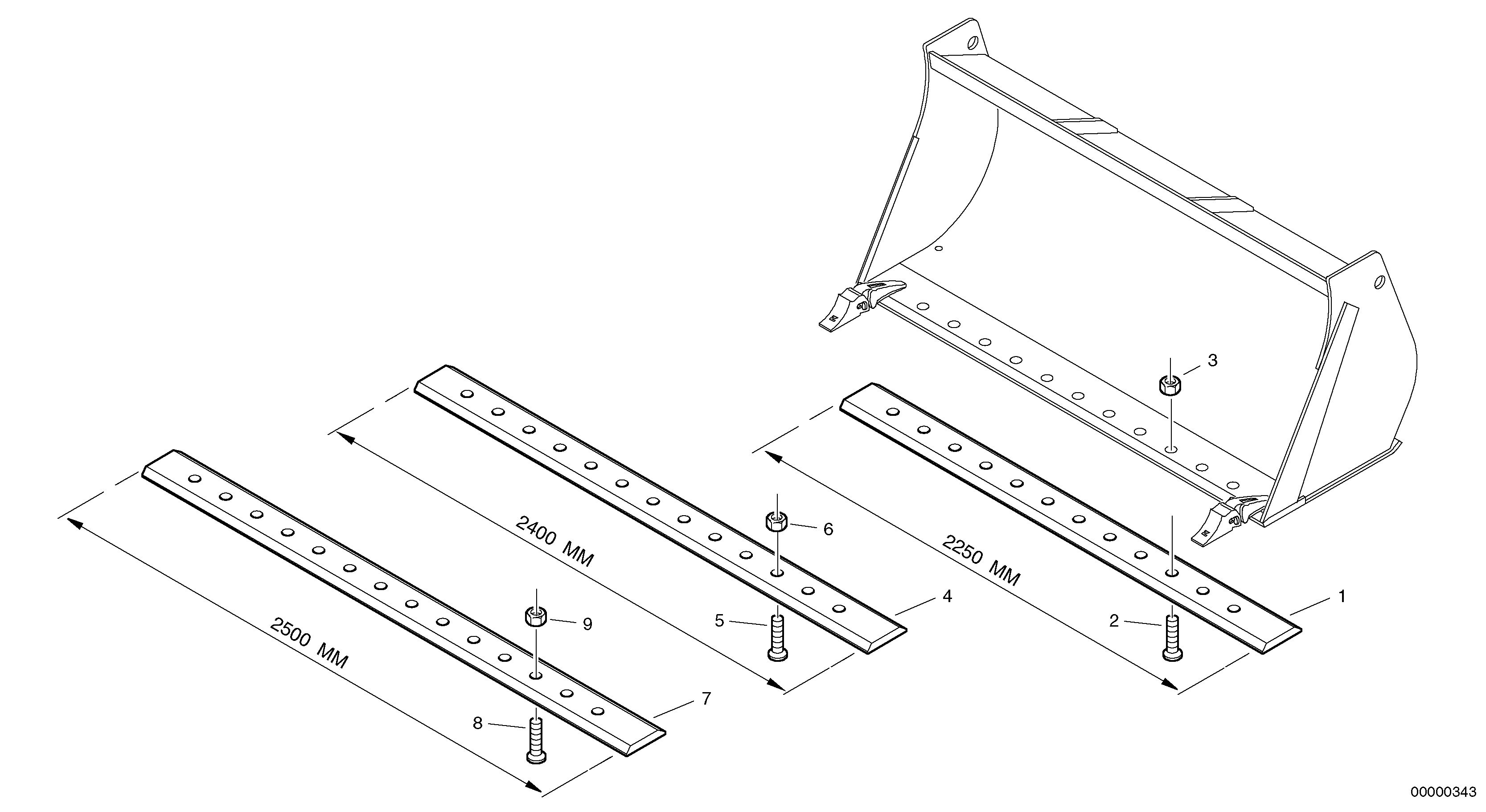 Схема запчастей Volvo L45 TYPE 194, 195 SER NO - 1000 - 15597 Bolt-on cutting edge 