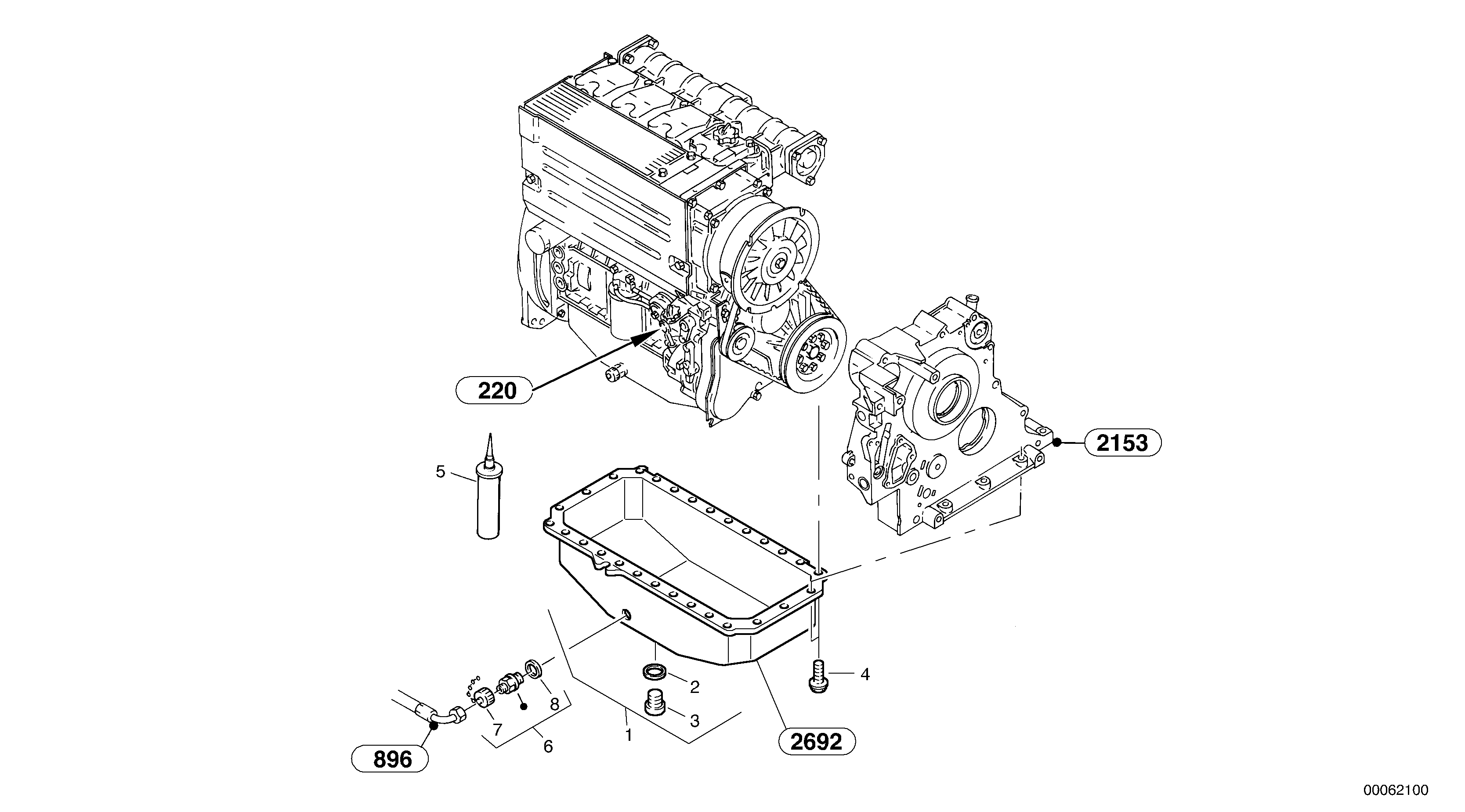 Схема запчастей Volvo L32B TYPE 184 - 8594 Oil sump 