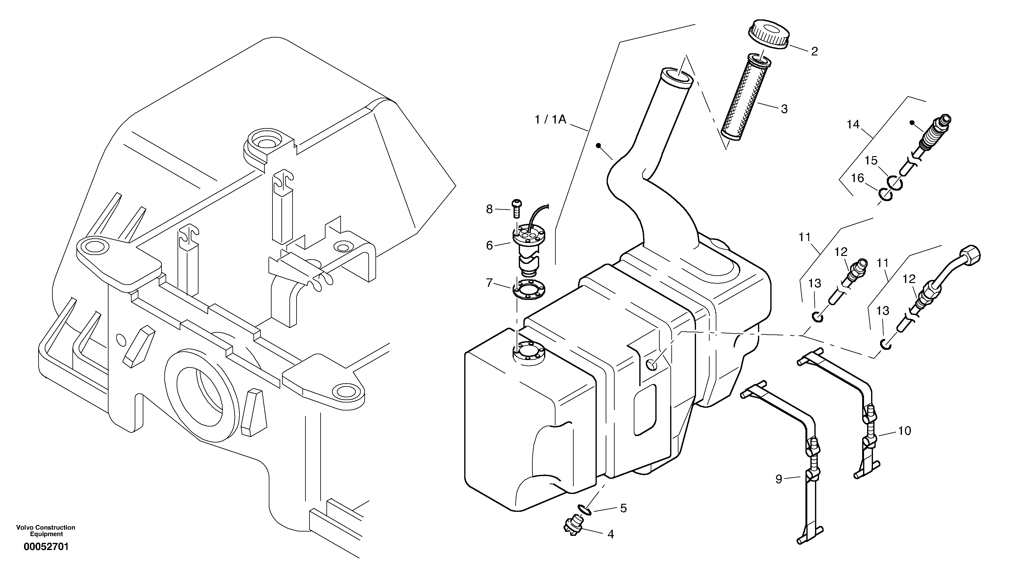 Схема запчастей Volvo L32B TYPE 184 - 14213 Топливный бак (бензобак) 