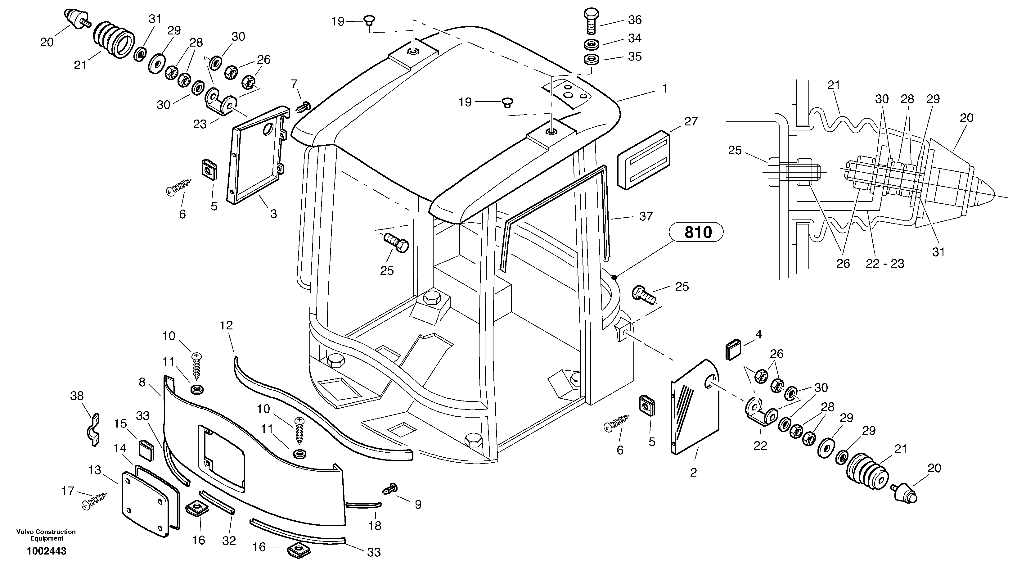 Схема запчастей Volvo L32B TYPE 184 - 9031 Drivers cabin 