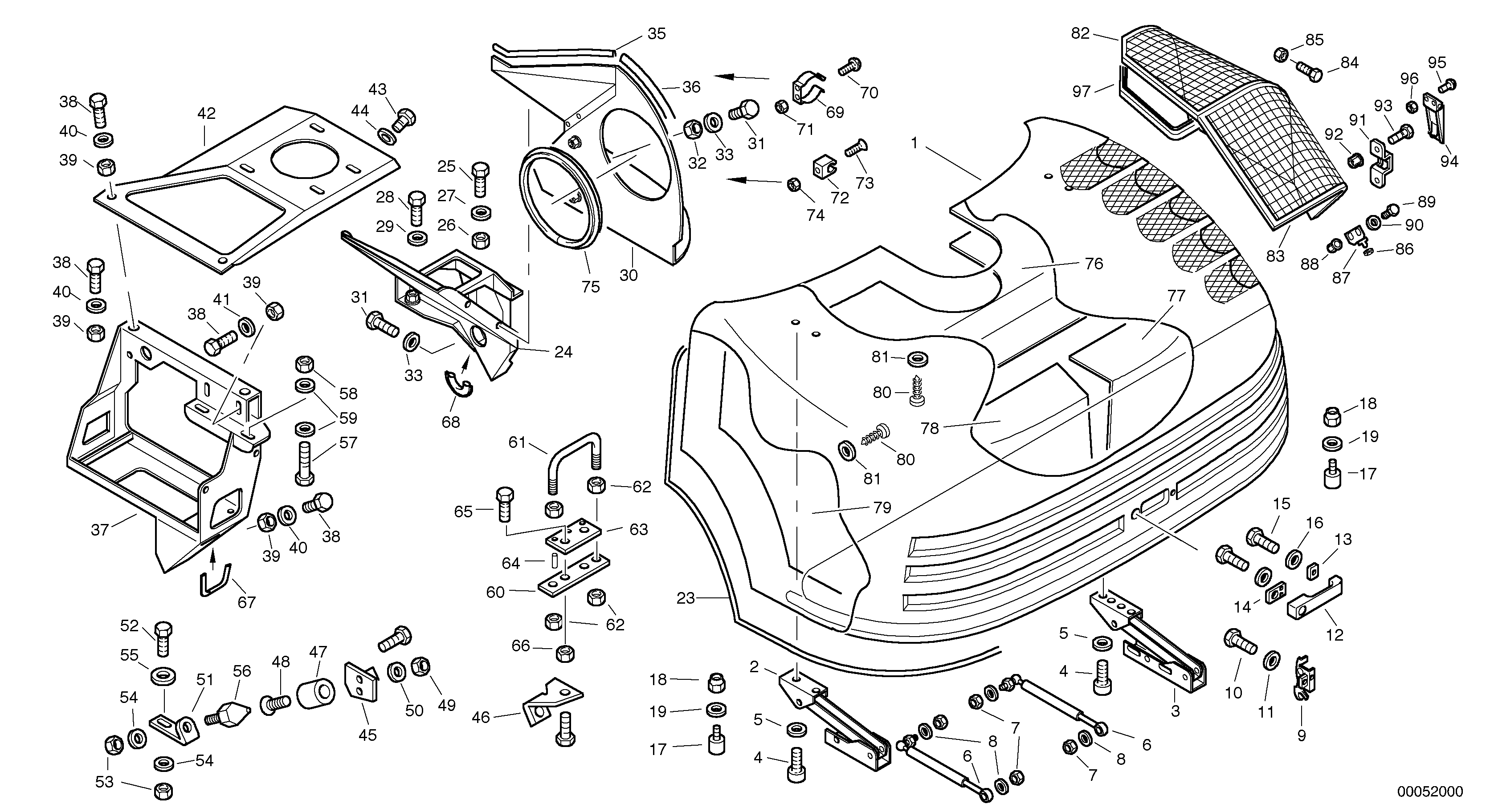 Схема запчастей Volvo L32B TYPE 184 - 64760 Engine hood 