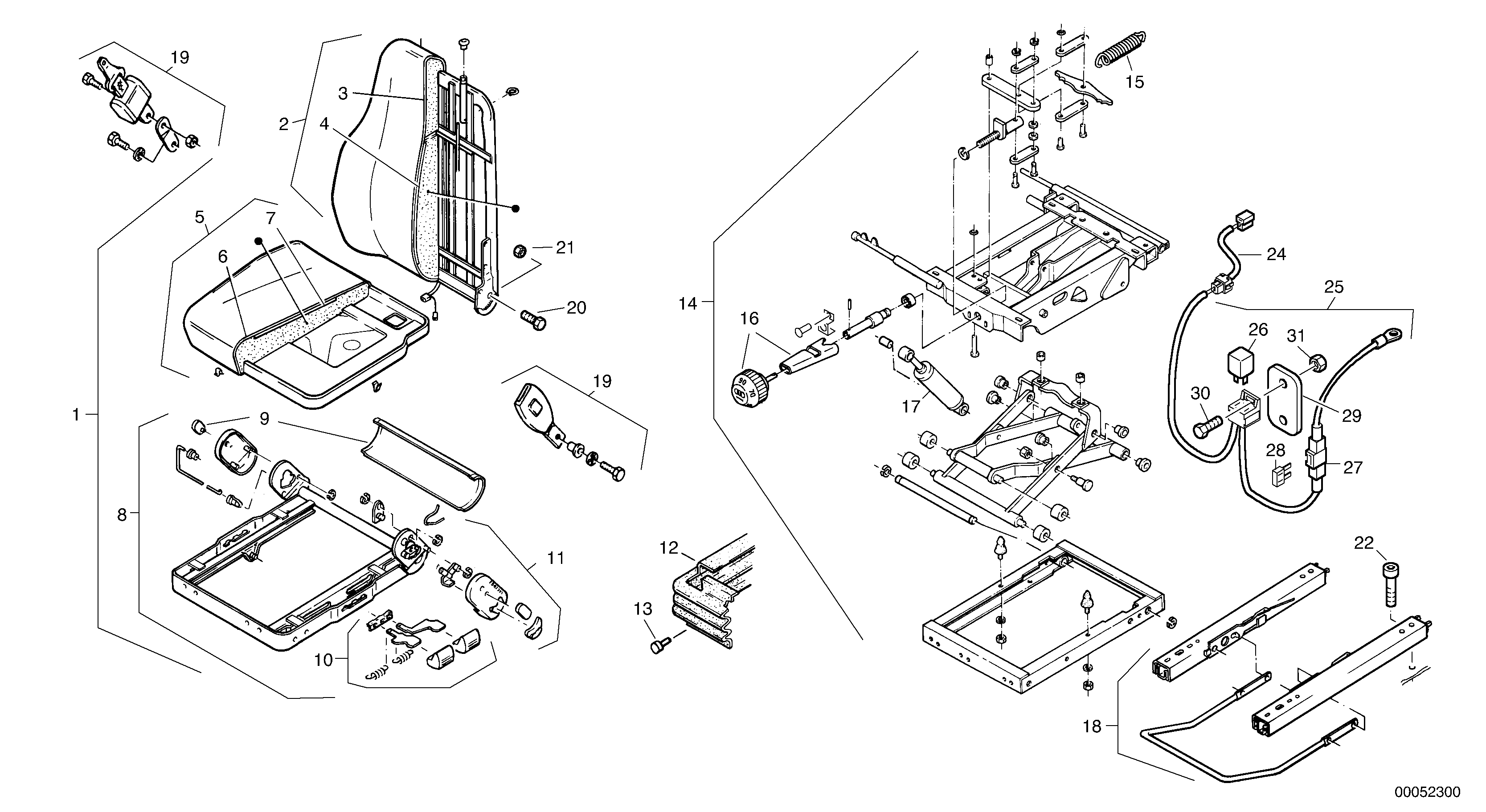 Схема запчастей Volvo L32B TYPE 184 - 25183 Drivers seat, to be heated 