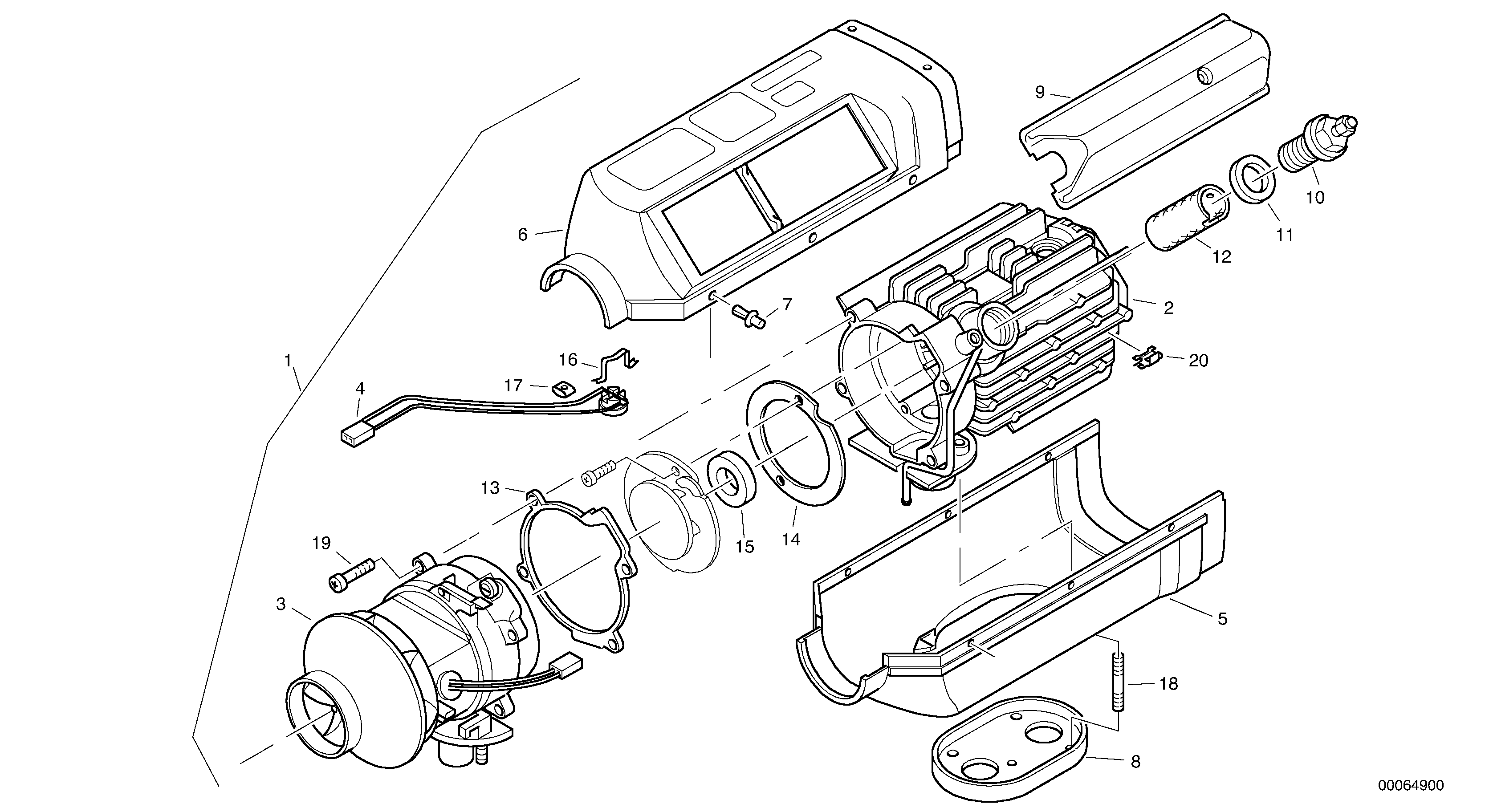 Схема запчастей Volvo L32B TYPE 184 - 13178 Heater, D1 