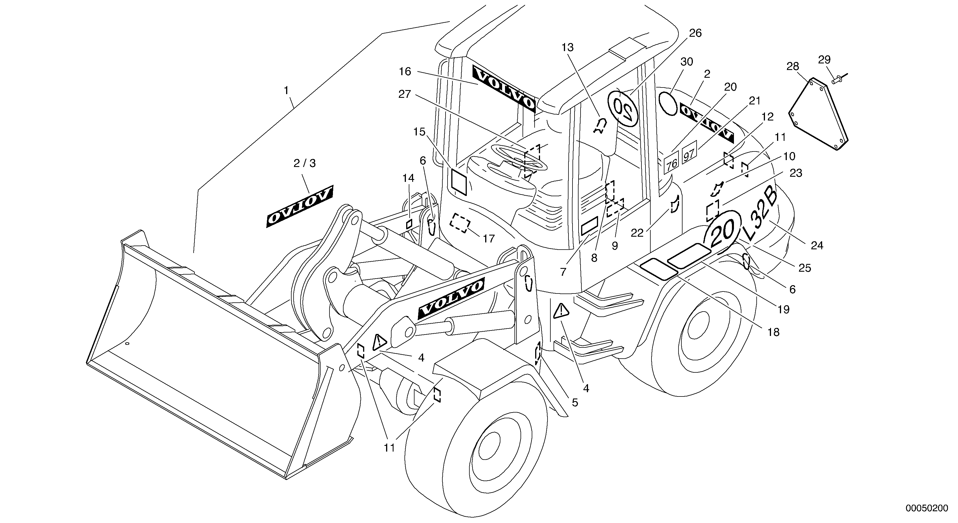 Схема запчастей Volvo L32B TYPE 184 - 36127 Plates 