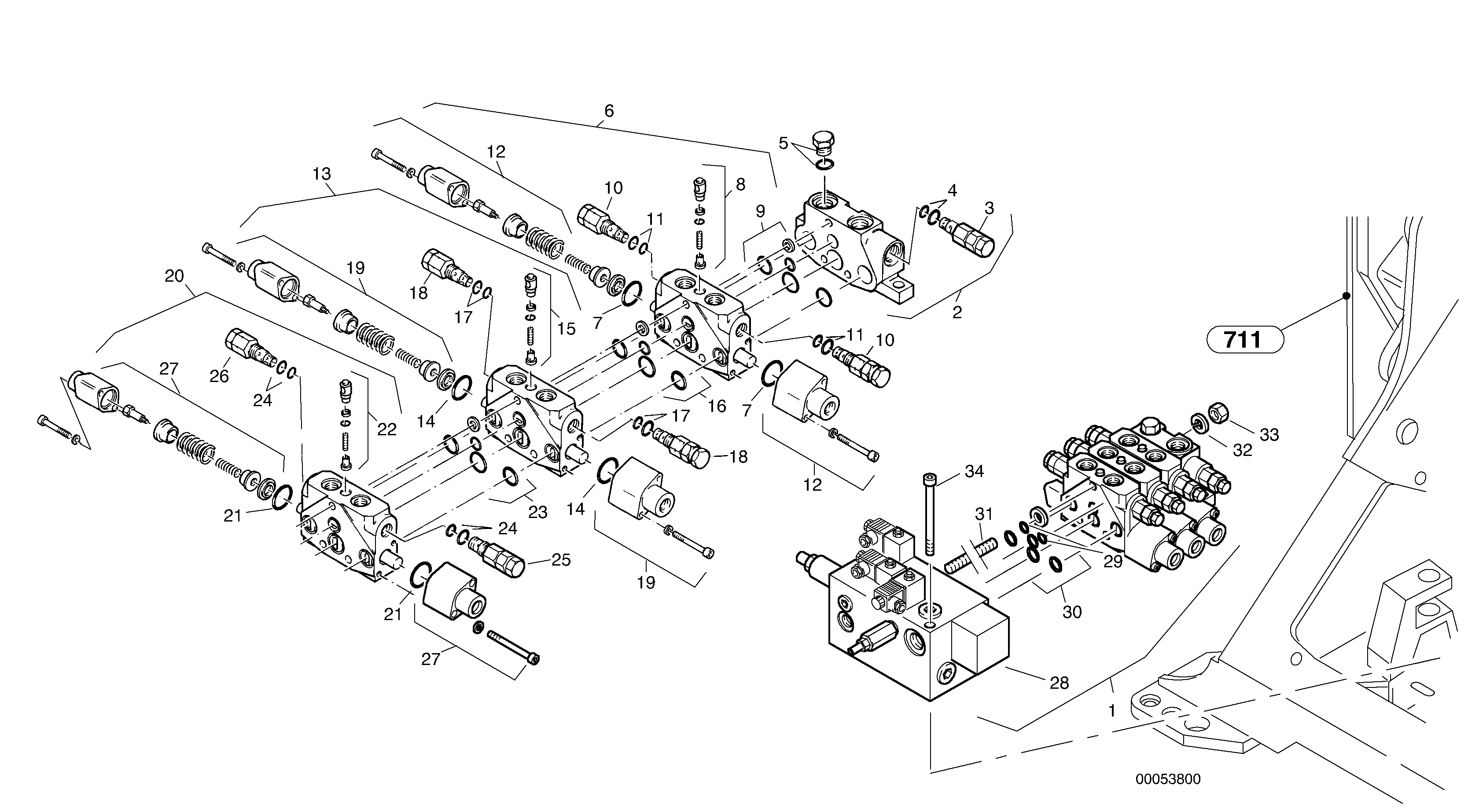 Схема запчастей Volvo L32B TYPE 184 - 95200 Control valve - Boom suspension system (BSS) 