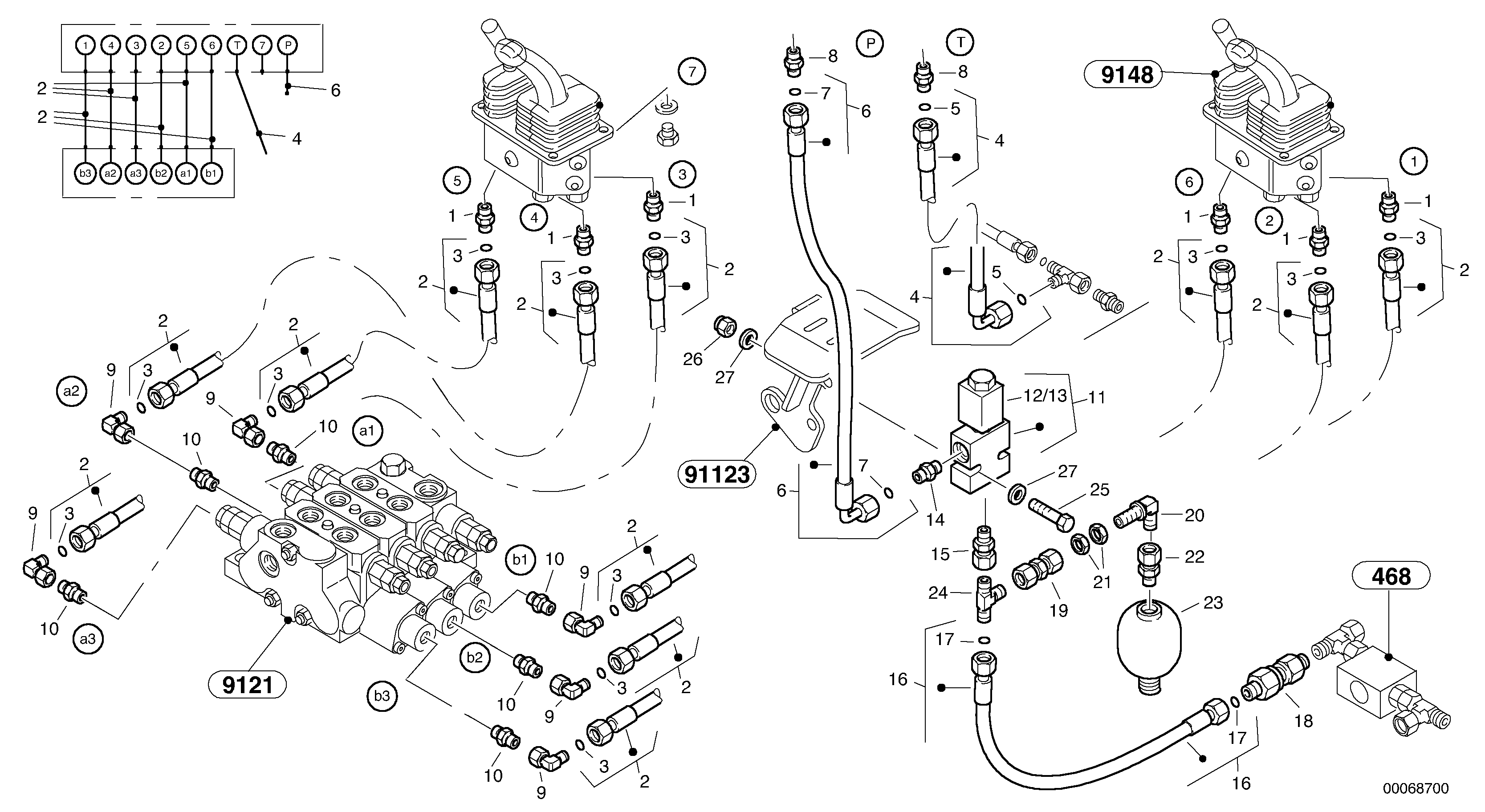 Схема запчастей Volvo L32B TYPE 184 - 60014 Lines - servo control 