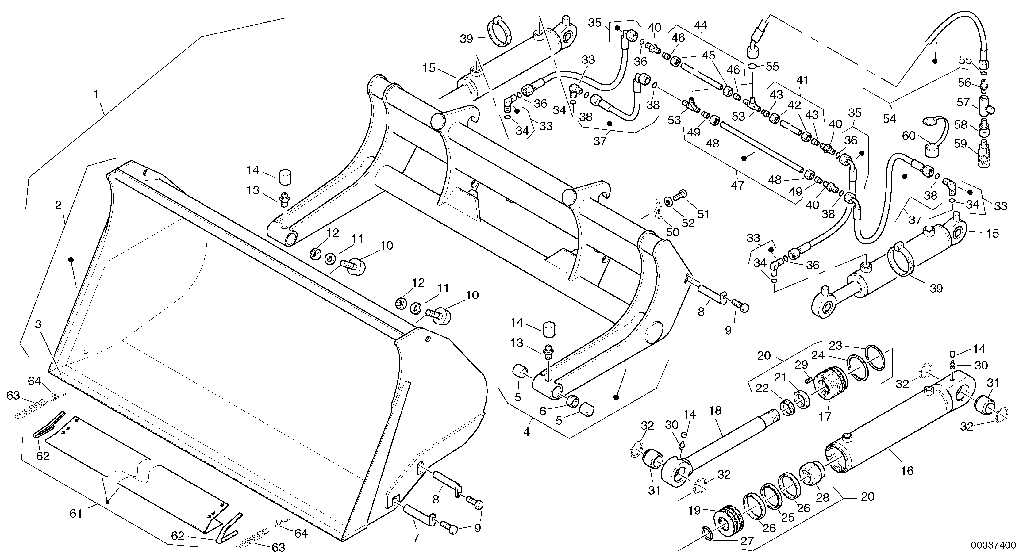 Схема запчастей Volvo L32B TYPE 184 - 57851 Tipping bucket 