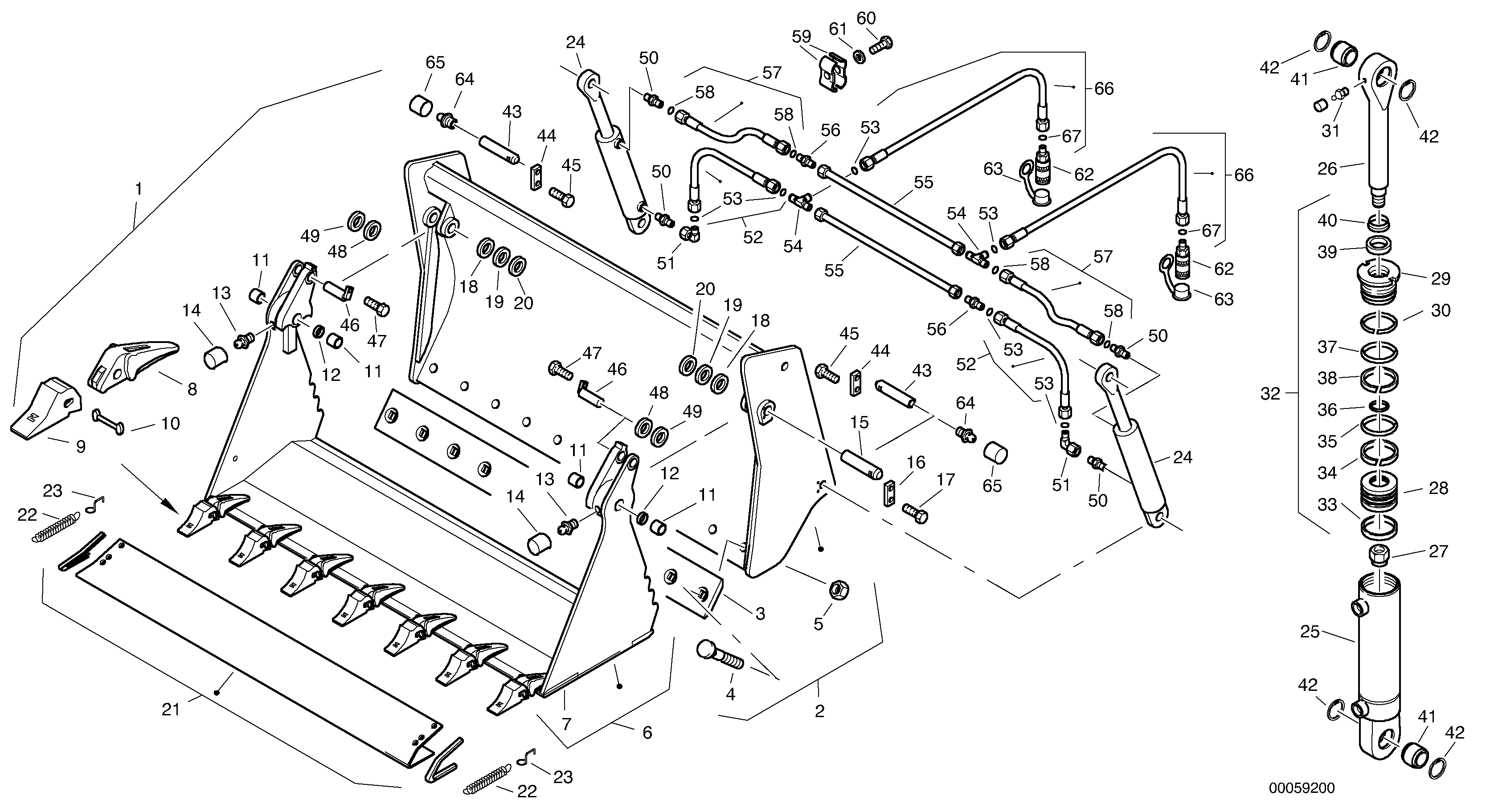 Схема запчастей Volvo L32B TYPE 184 - 7001 Combined bucket 