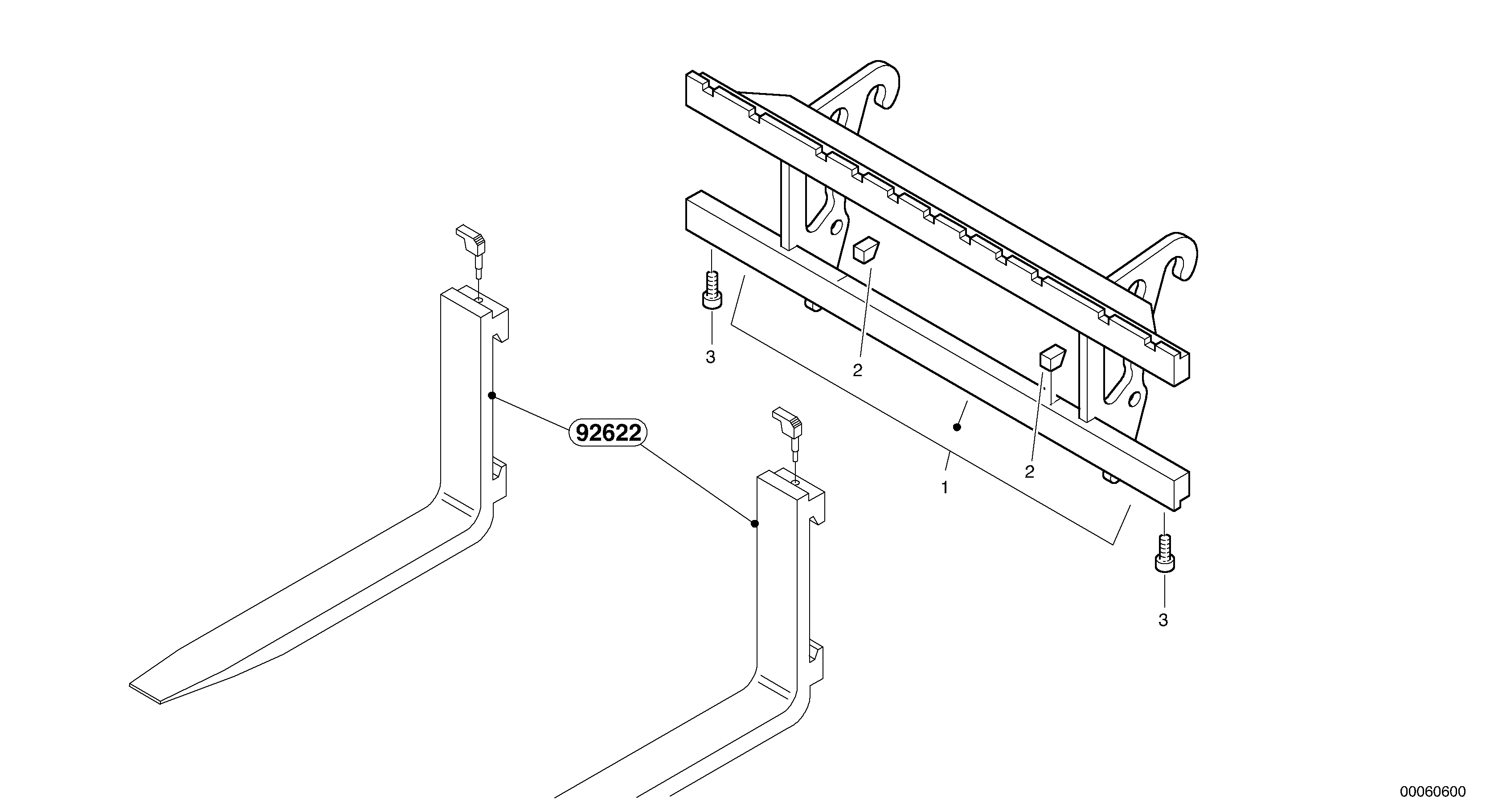 Схема запчастей Volvo L32B TYPE 184 - 14447 Fork lift attachment support 