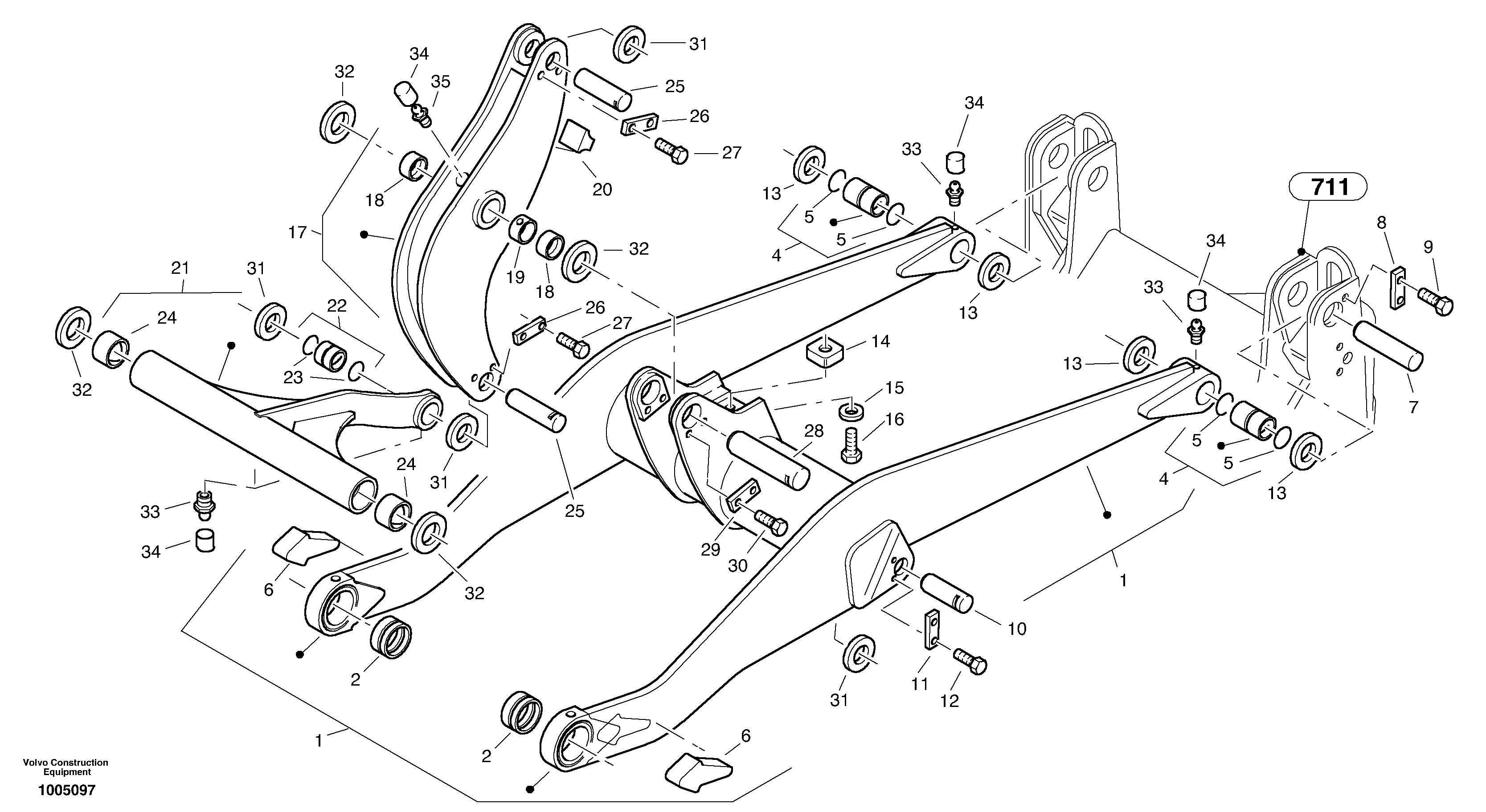 Схема запчастей Volvo L32B TYPE 184 - 6740 Lift frame 