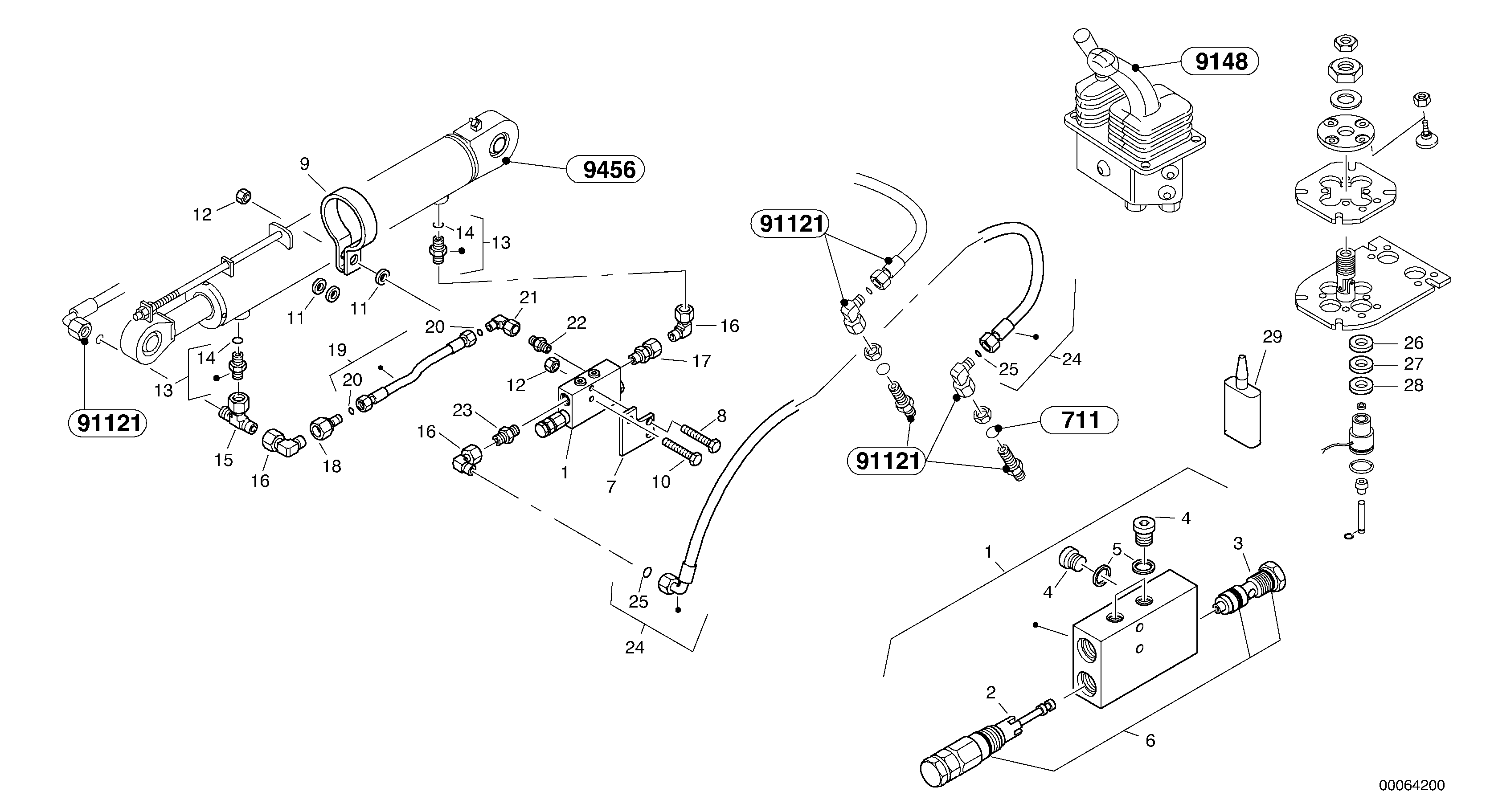 Схема запчастей Volvo L32B TYPE 184 - 64378 Fly back bracke equipment 