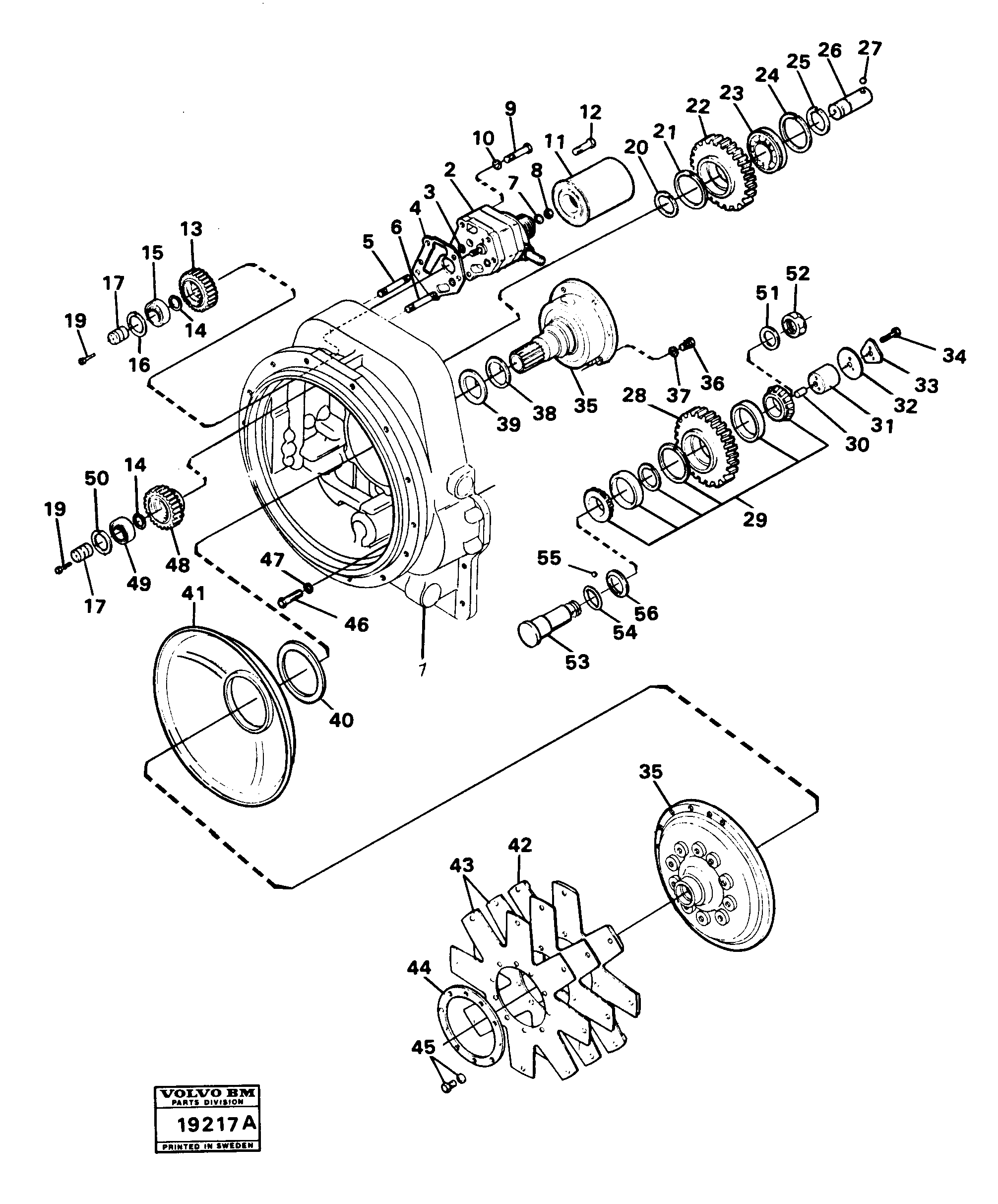 Схема запчастей Volvo L30 - 43397 Torque converter housing L30 L30