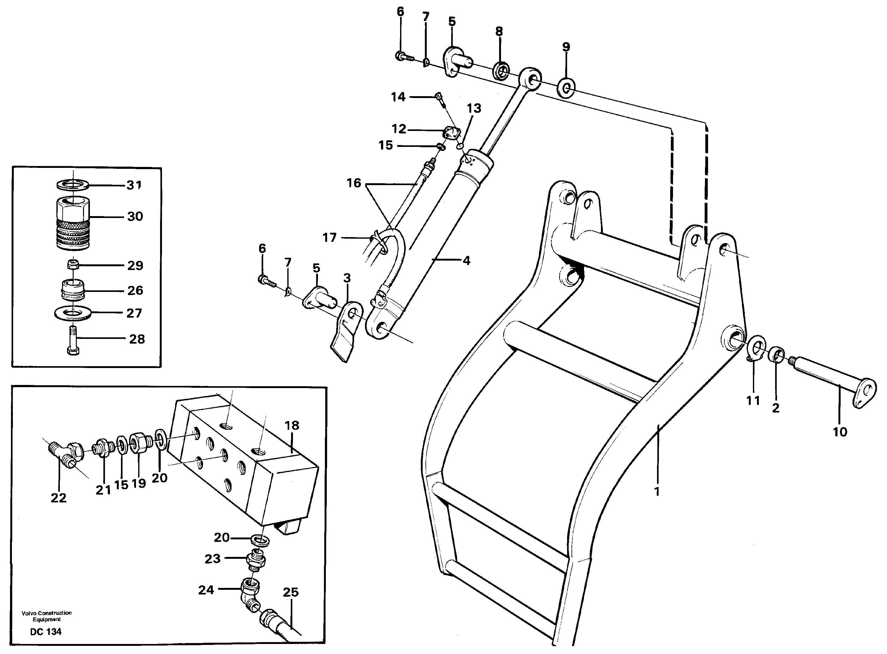 Схема запчастей Volvo L30 - 66908 Holder-on ATTACHMENTS ATTACHMENTS WHEEL LOADERS GEN. - C