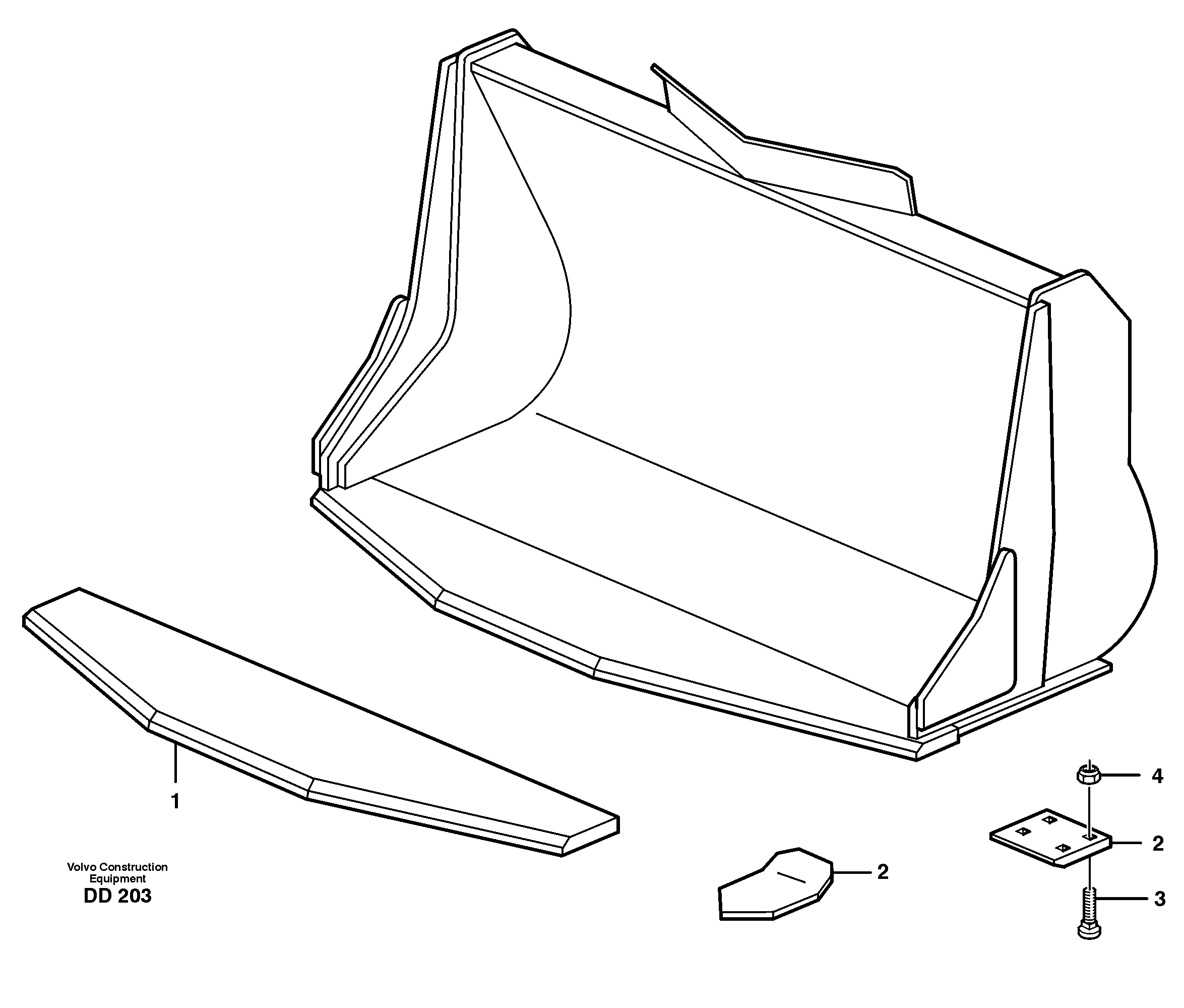 Схема запчастей Volvo L30 - 28816 Bucket, truncated vec lip without teeth ATTACHMENTS ATTACHMENTS BUCKETS