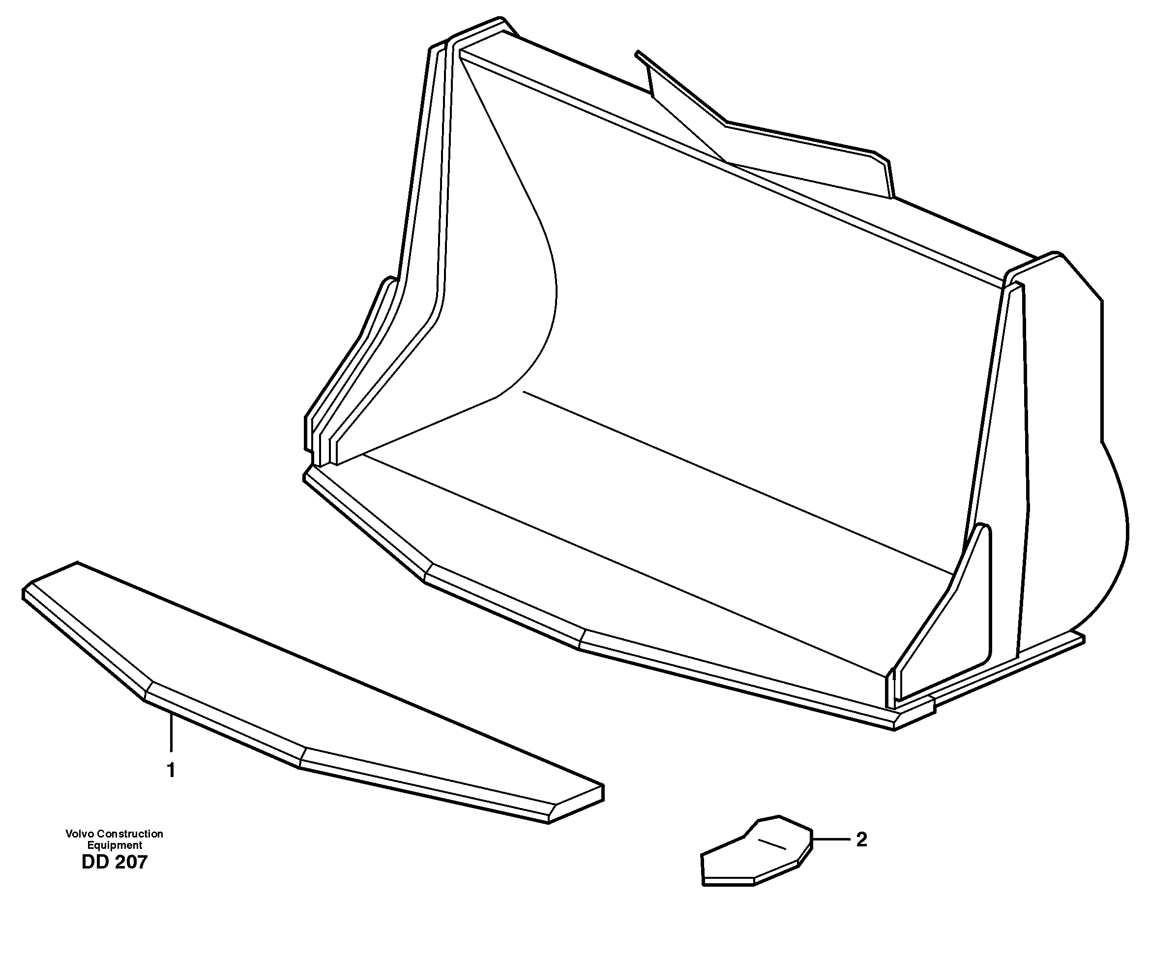 Схема запчастей Volvo L30 - 28823 Bucket, truncated vec lip without teeth ATTACHMENTS ATTACHMENTS BUCKETS