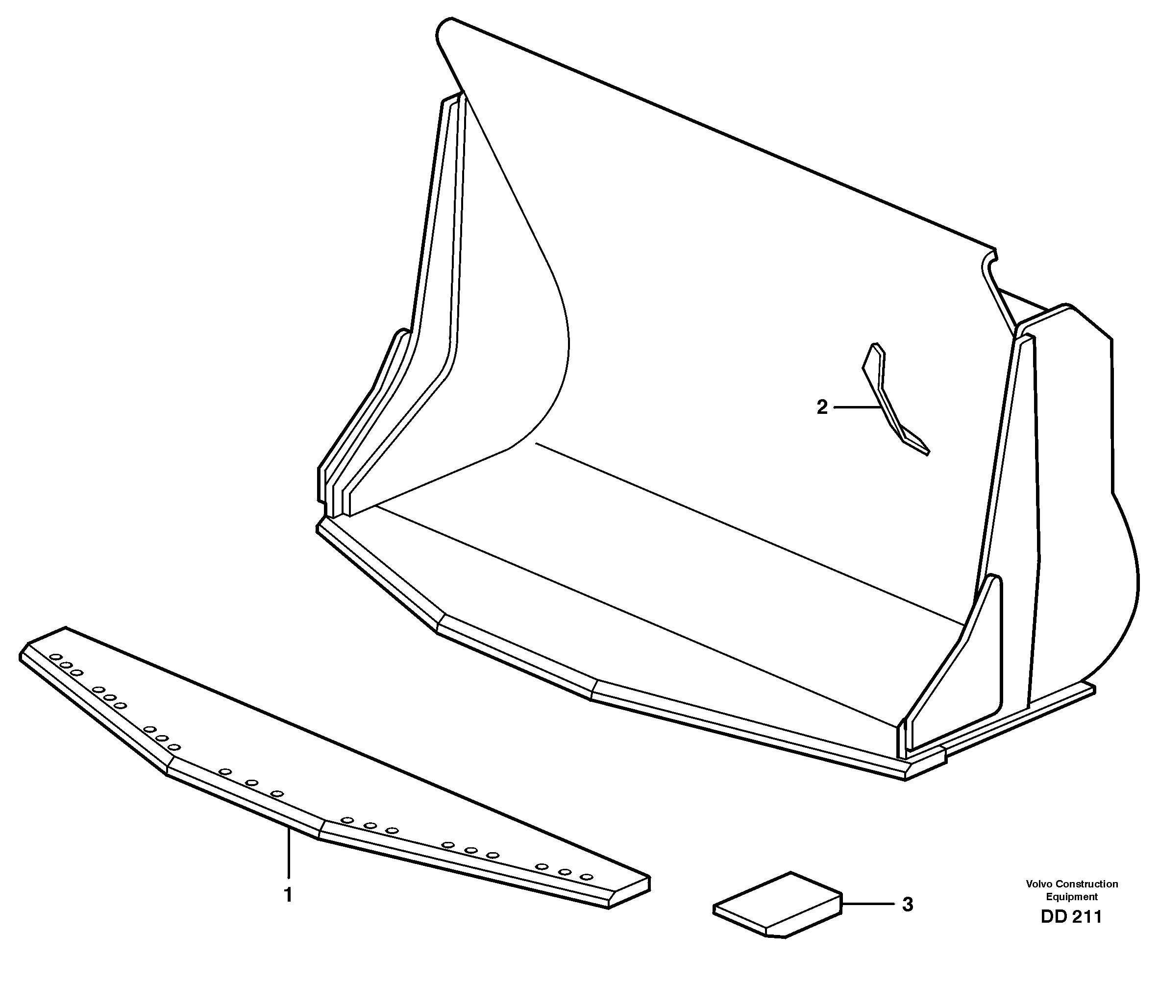 Схема запчастей Volvo L30 - 63934 Bucket, truncated vec lip without teeth ATTACHMENTS ATTACHMENTS BUCKETS