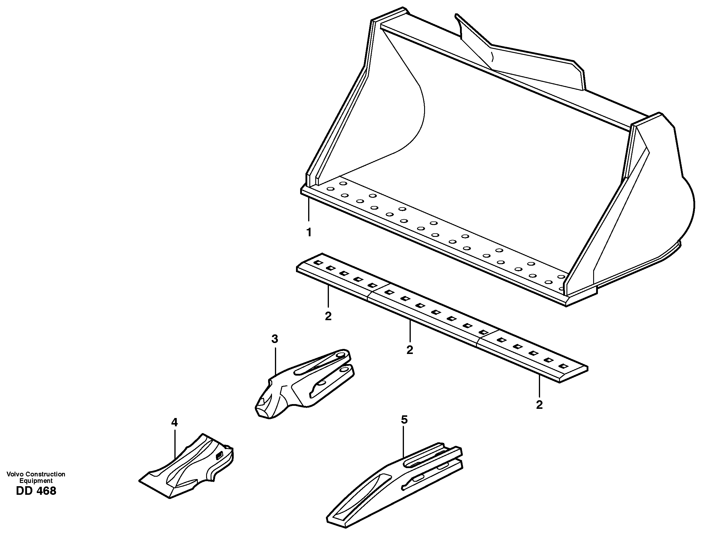 Схема запчастей Volvo L30 - 11205 Bucket, straight lip, alt. edge savers or teeth ATTACHMENTS ATTACHMENTS WHEEL LOADERS GEN. - C