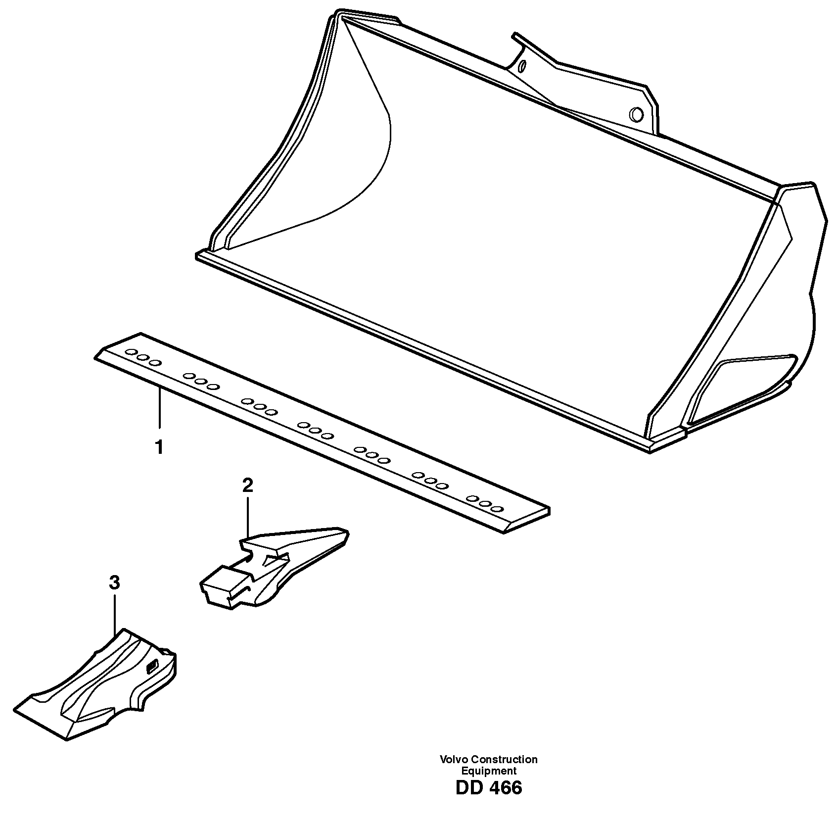 Схема запчастей Volvo L30 - 10087 Bucket, straight with teeth ATTACHMENTS ATTACHMENTS BUCKETS