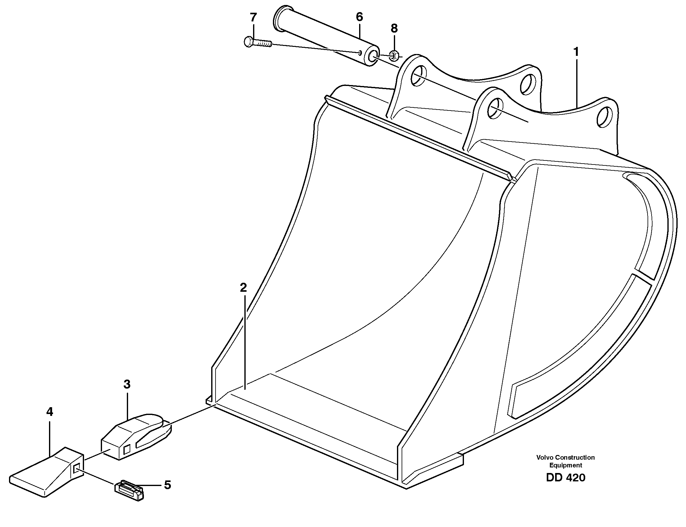 Схема запчастей Volvo L30 - 18351 Buckets, direct fitting, Esco Super V ATTACHMENTS ATTACHMENTS BUCKETS