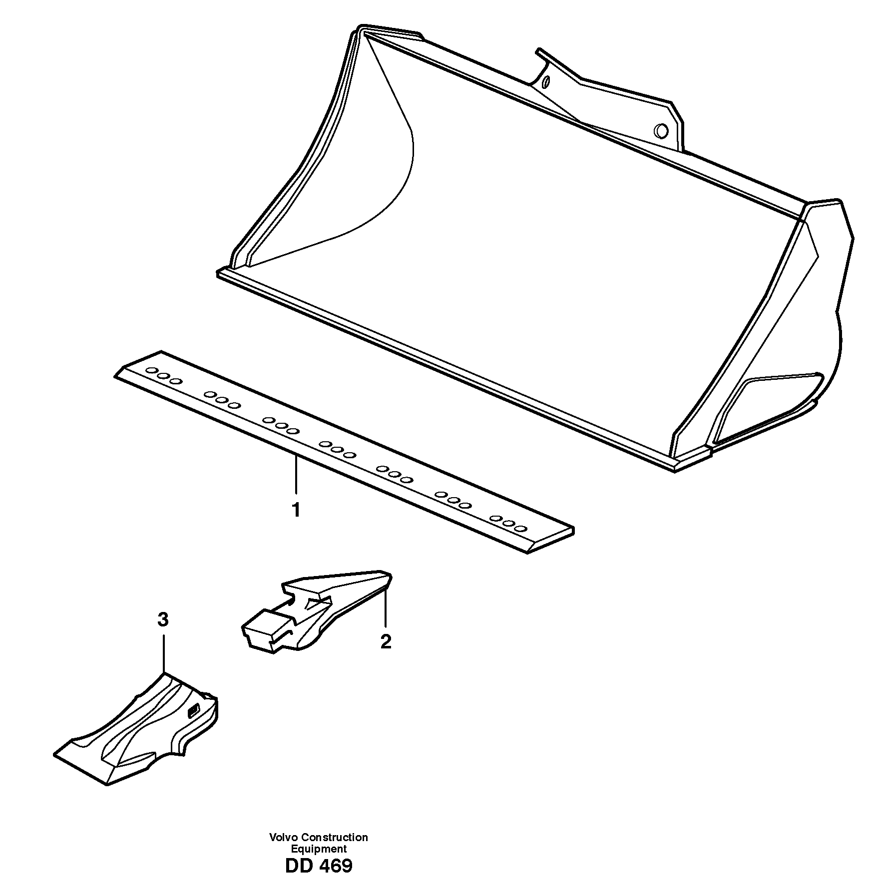 Схема запчастей Volvo L30 - 18553 Bucket, straight with teeth ATTACHMENTS ATTACHMENTS BUCKETS