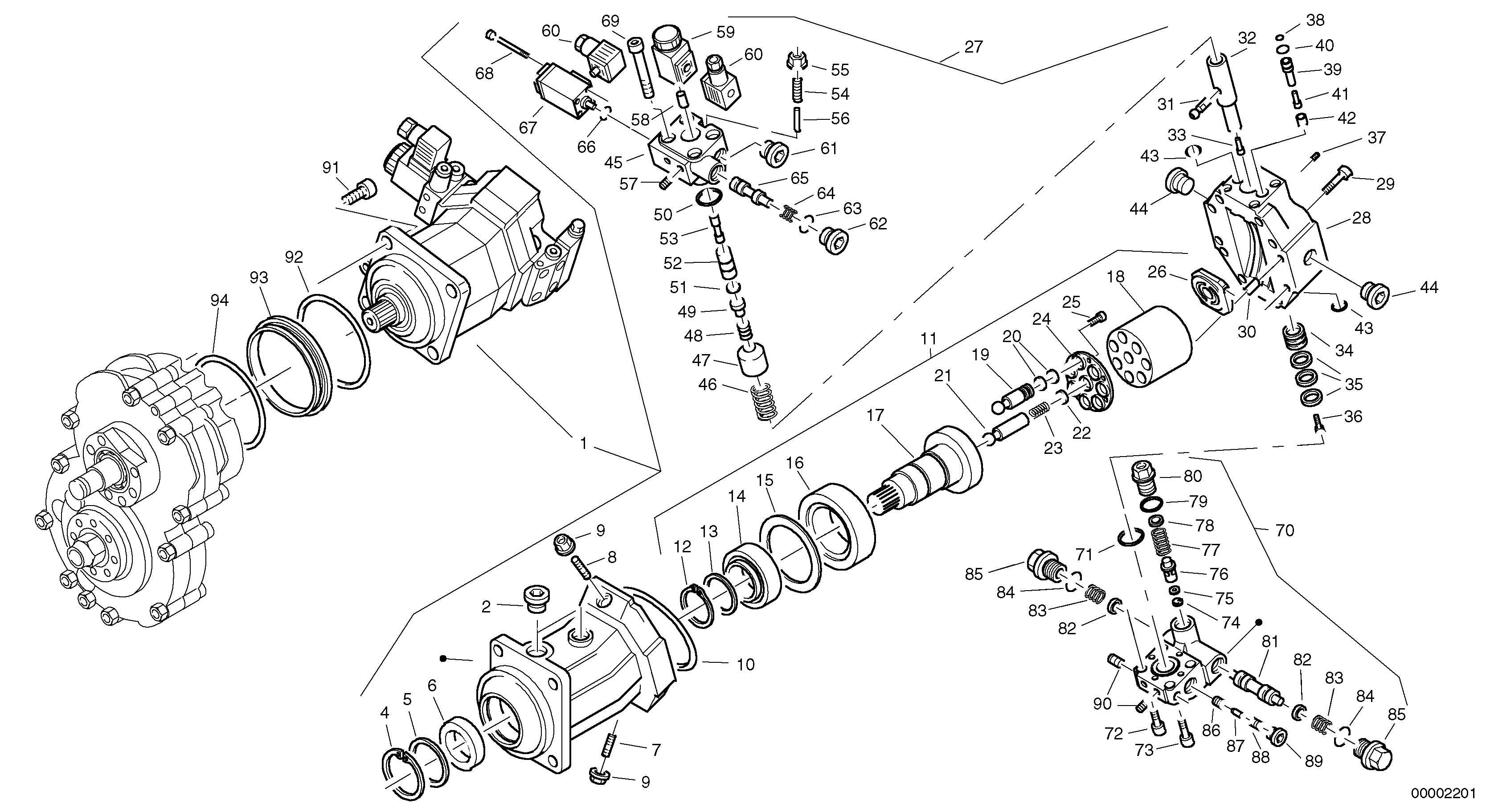 Схема запчастей Volvo L30 - 97272 Variable displacement motor L30 TYPE 180, 181 SER NO - 2200