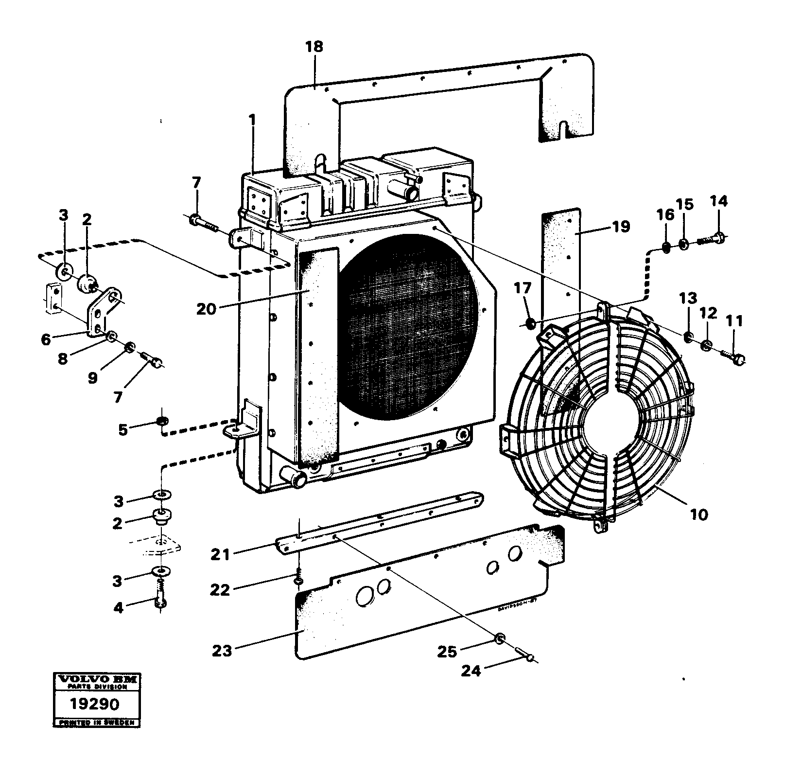 Схема запчастей Volvo L30 - 642 Radiator with fitting parts L30 L30