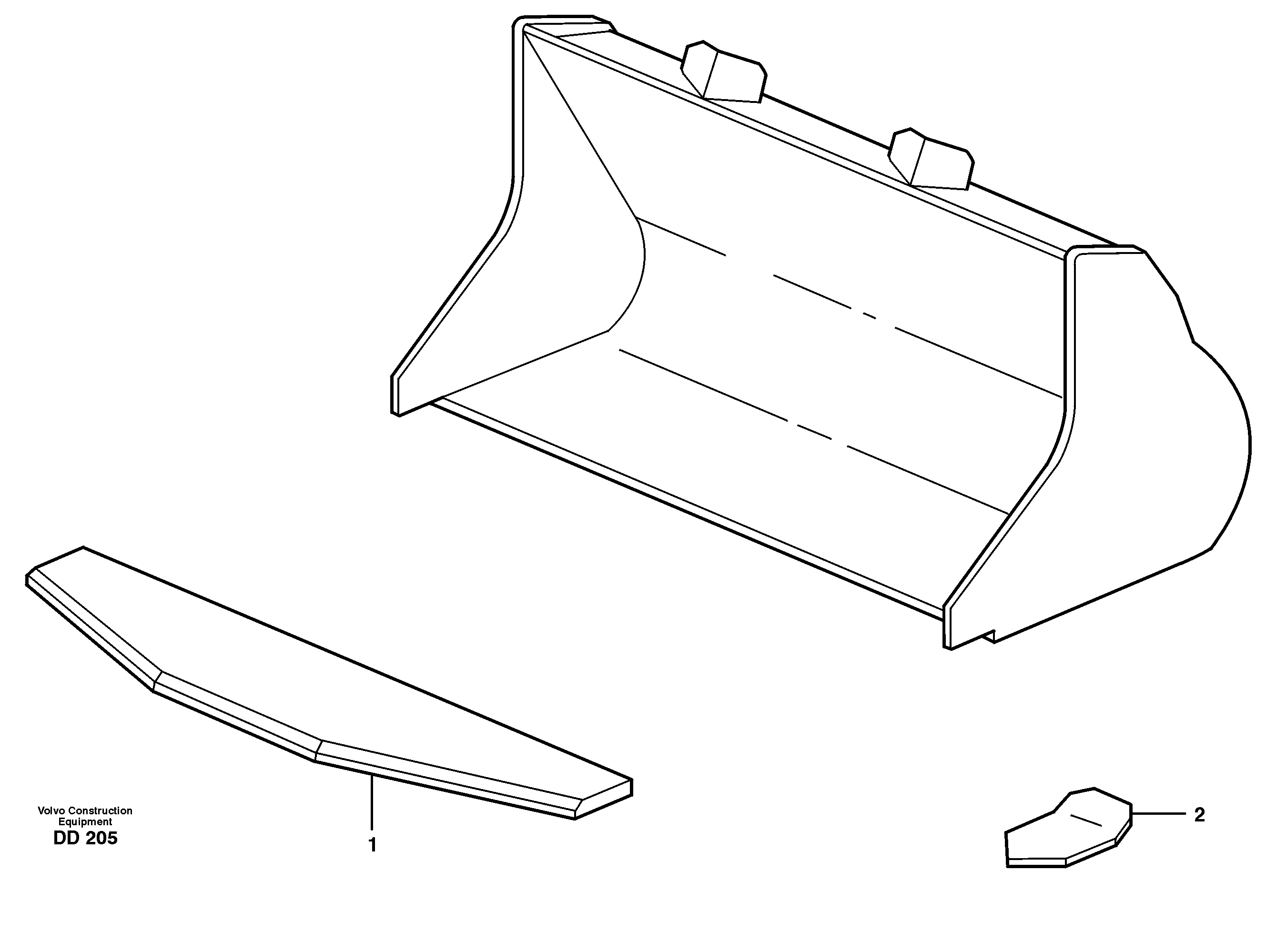 Схема запчастей Volvo L30 - 22040 Bucket, truncated vec lip without teeth ATTACHMENTS ATTACHMENTS WHEEL LOADERS GEN. - C