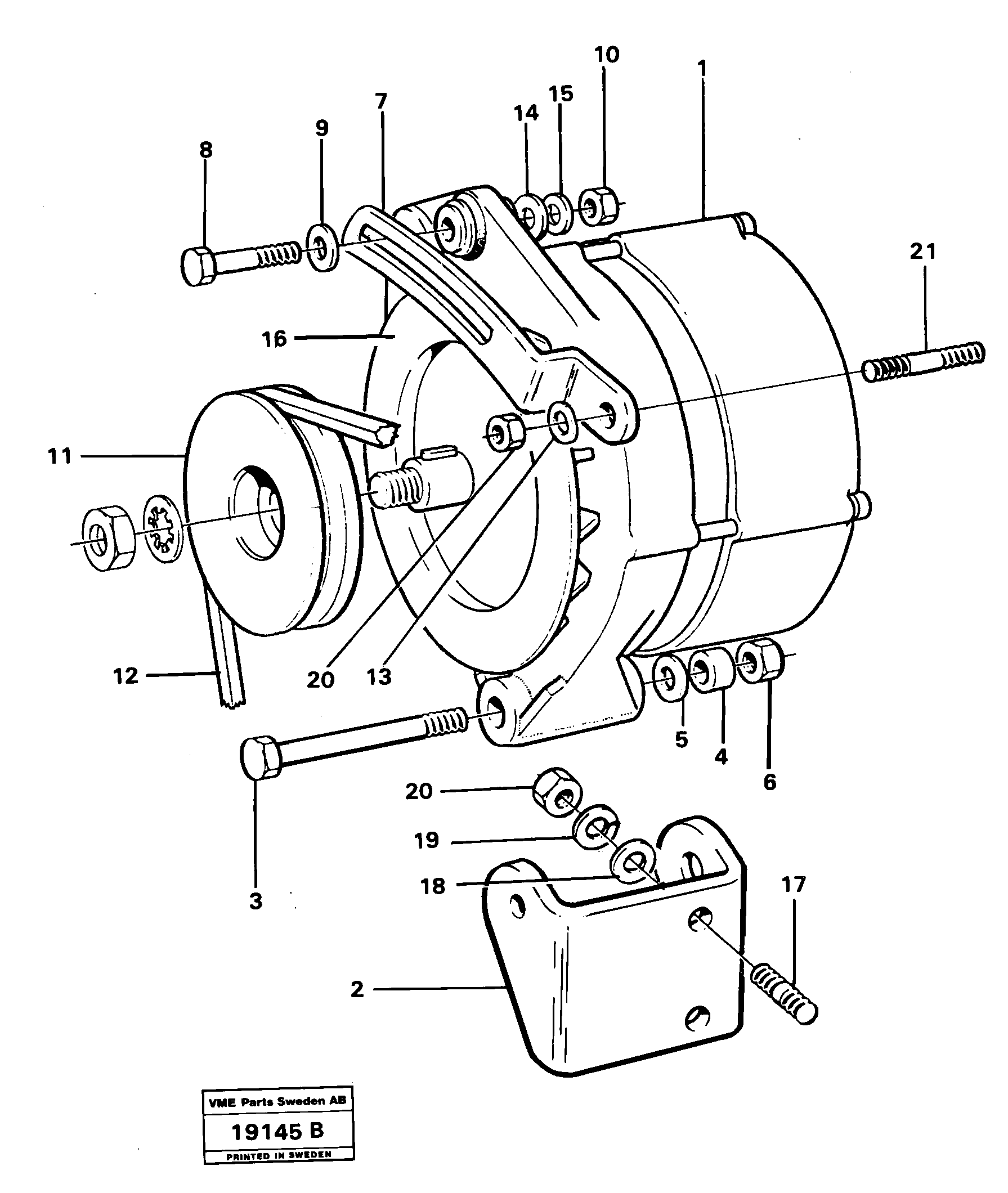 Схема запчастей Volvo L30 - 37230 Alternator with assembling details L30 L30