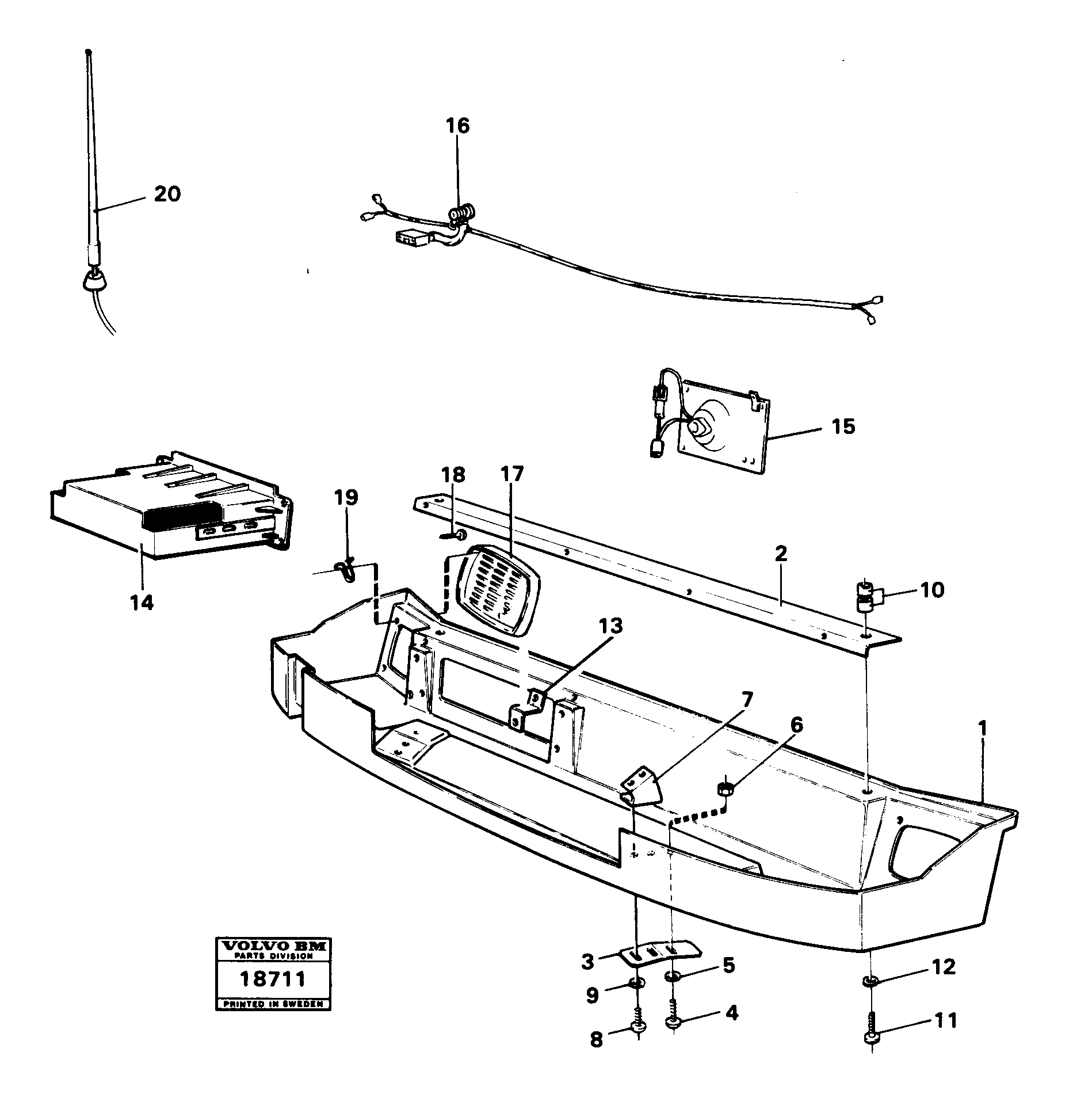 Схема запчастей Volvo L30 - 21949 Radio panel L30 L30