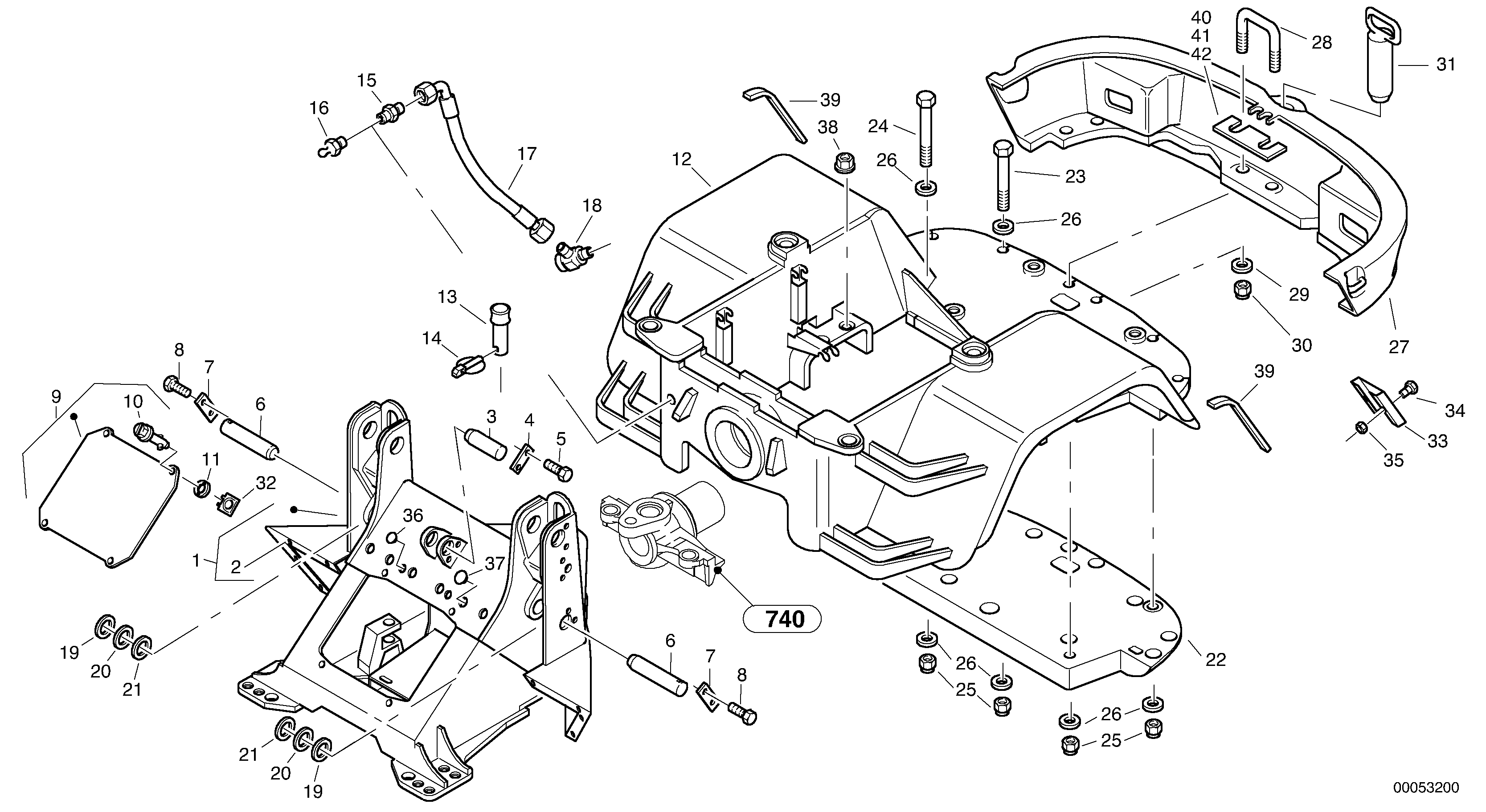 Схема запчастей Volvo L30B - 39784 Frame L30B TYPE 183, 185 SER NO - 2999