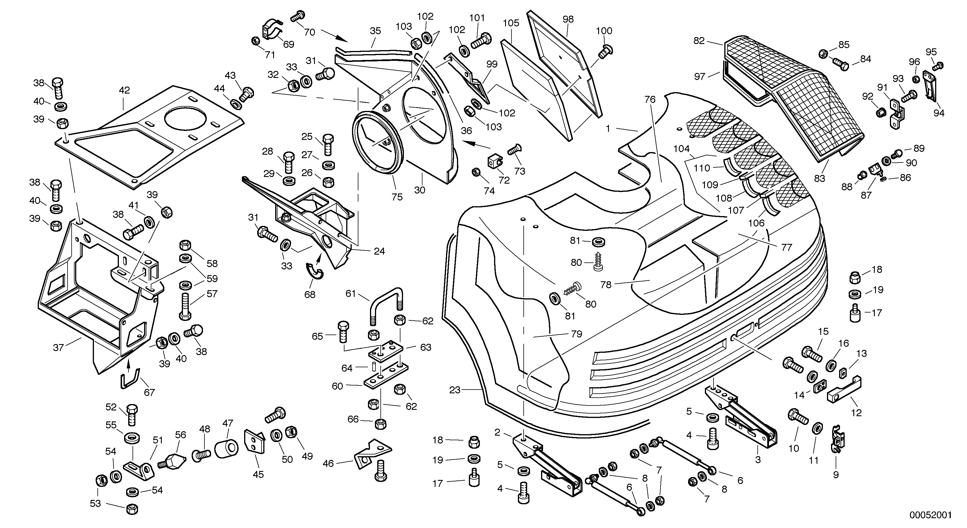 Схема запчастей Volvo L30B - 64762 Engine hood L30B TYPE 183, 185 SER NO - 2999