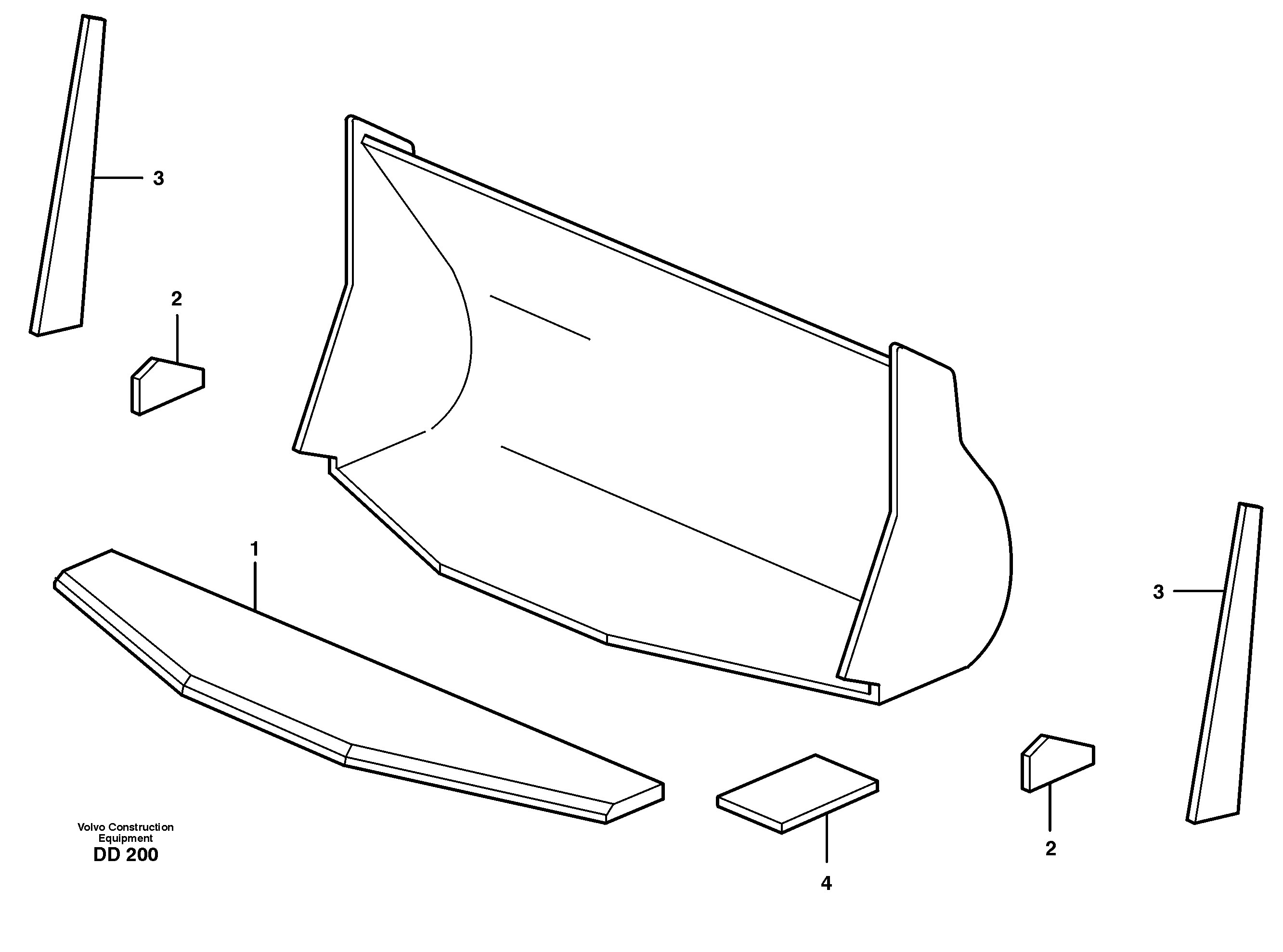 Схема запчастей Volvo L30B - 28813 Bucket, truncated vec lip without teeth ATTACHMENTS ATTACHMENTS BUCKETS