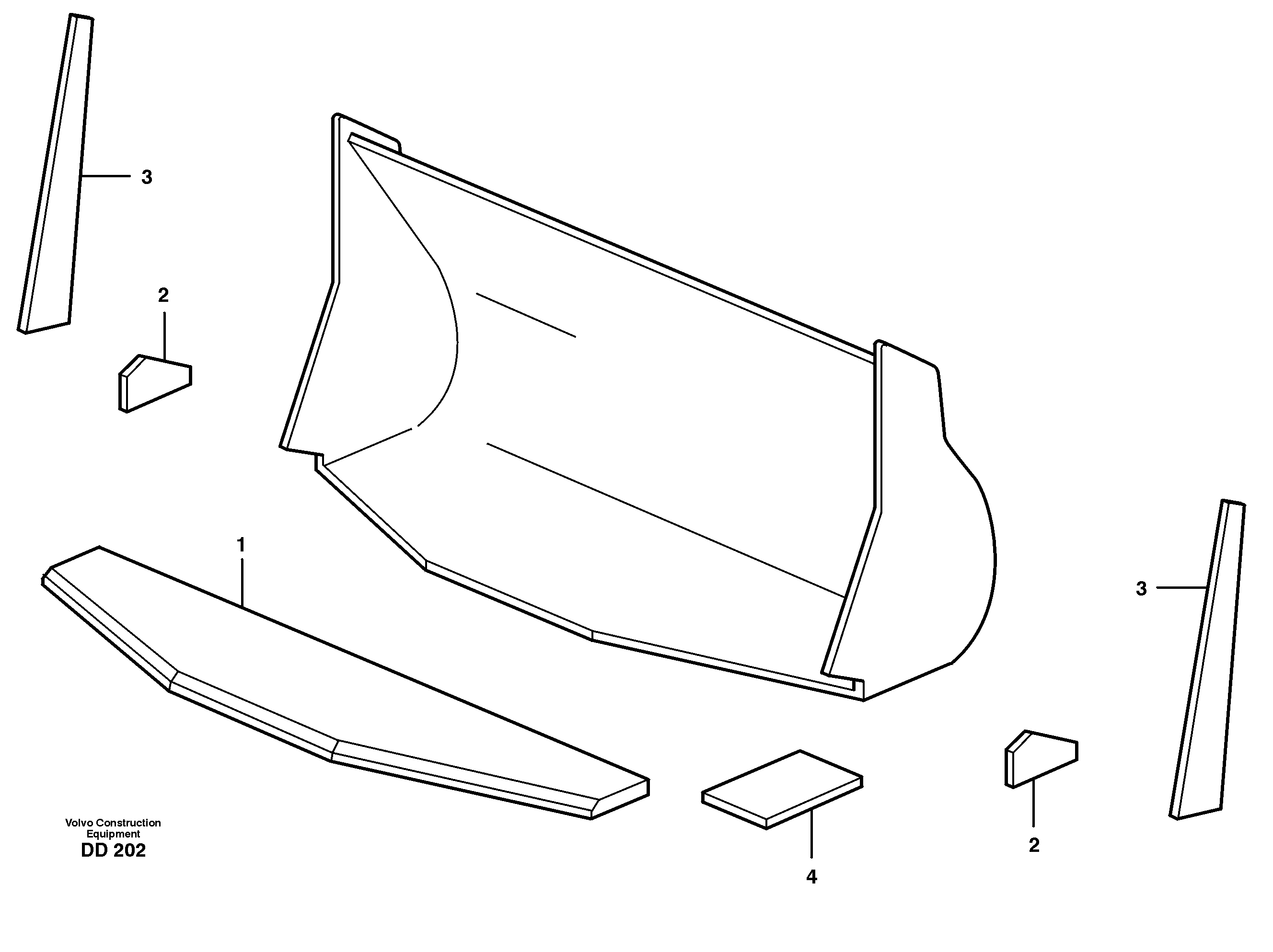 Схема запчастей Volvo L30B - 28815 Bucket, truncated vec lip without teeth ATTACHMENTS ATTACHMENTS BUCKETS