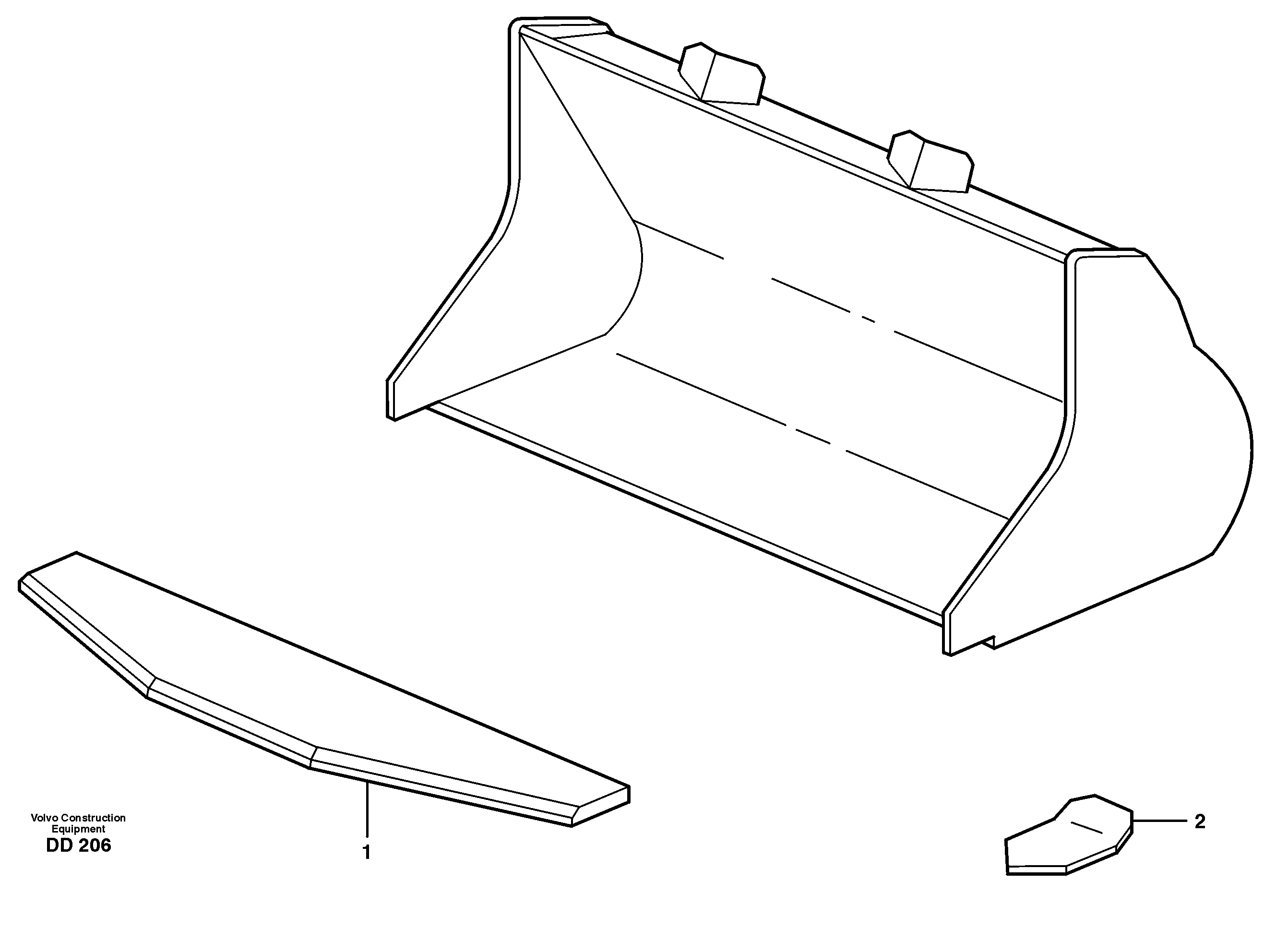 Схема запчастей Volvo L30B - 28819 Bucket, truncated vec lip without teeth ATTACHMENTS ATTACHMENTS BUCKETS