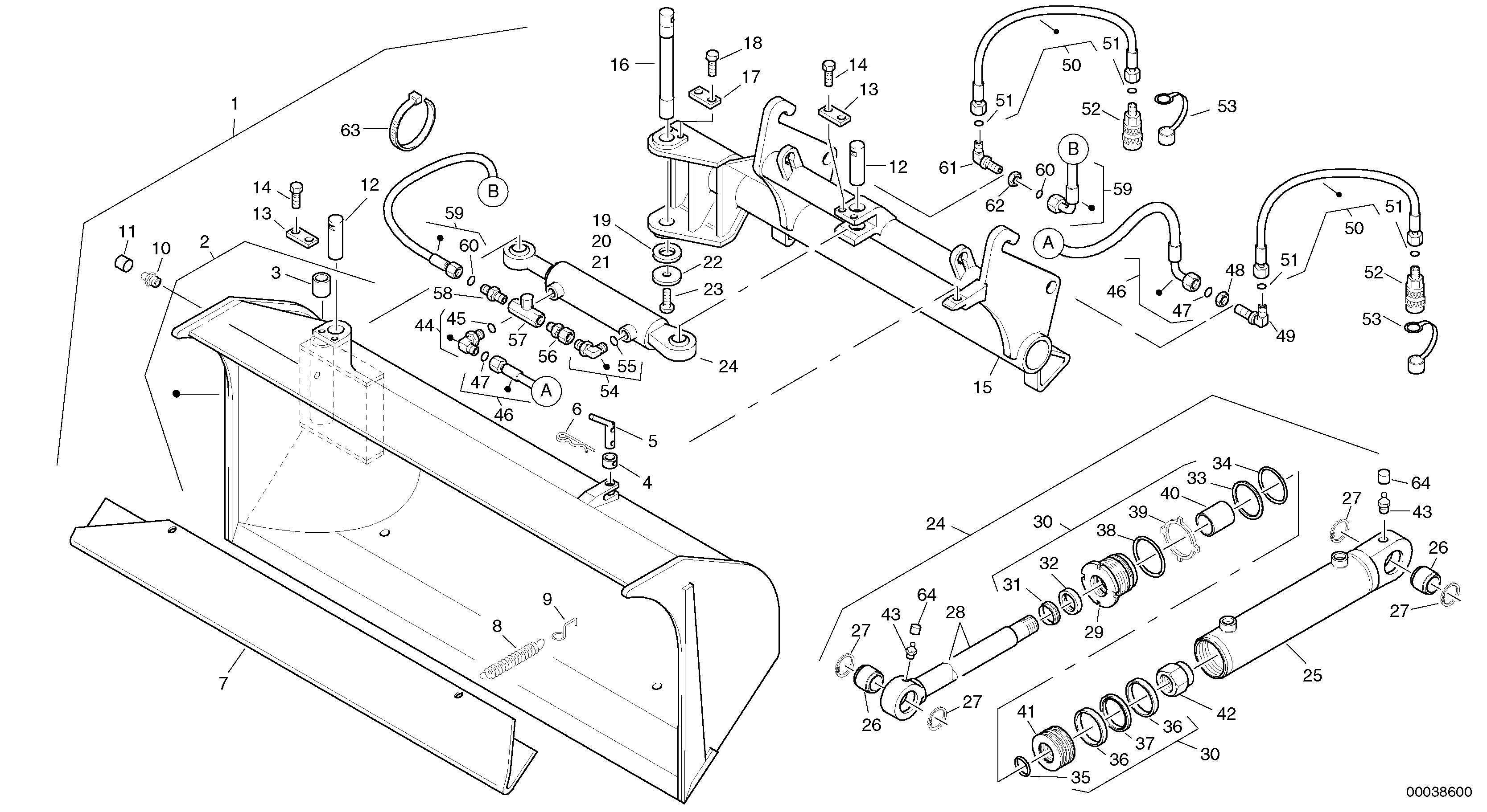 Схема запчастей Volvo L30B - 4103 Side tip bucket L30B TYPE 182, 183, 185 SER NO 3000 -