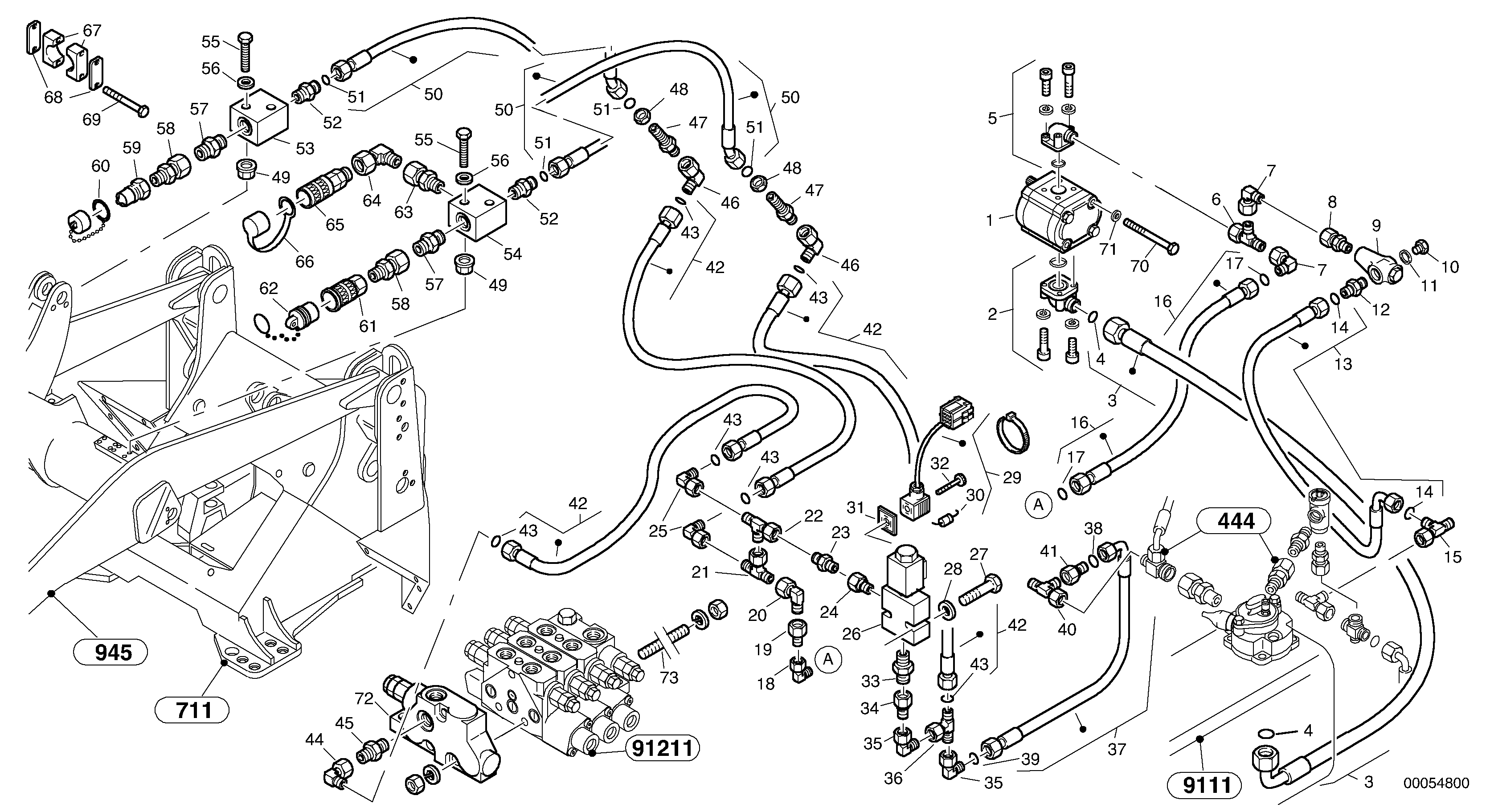 Схема запчастей Volvo L30B - 58173 Auxil. pomp with lines L30B TYPE 183, 185 SER NO - 2999