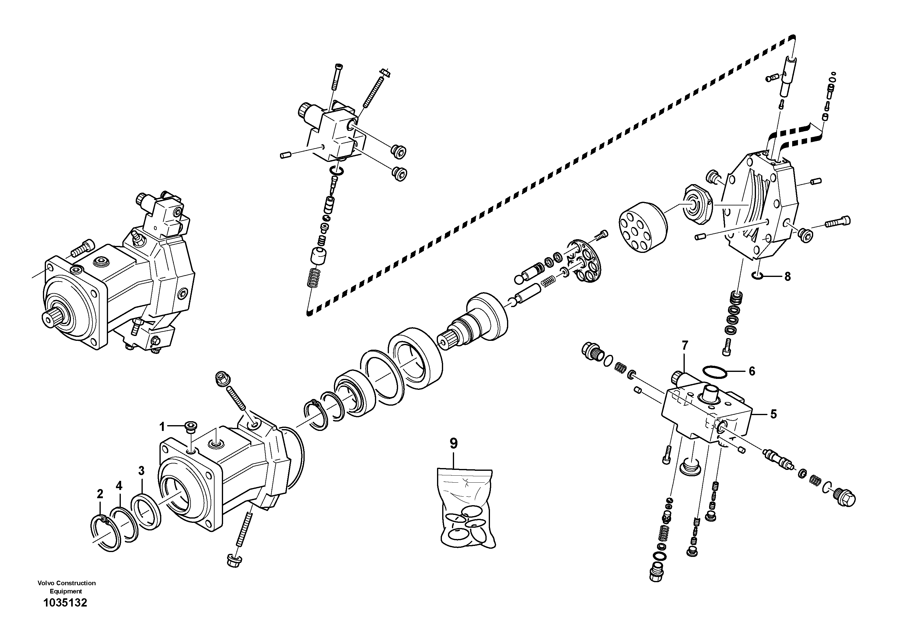 Схема запчастей Volvo L30B - 50736 Variable displacement motor L30B TYPE 182, 183, 185 SER NO 3000 -