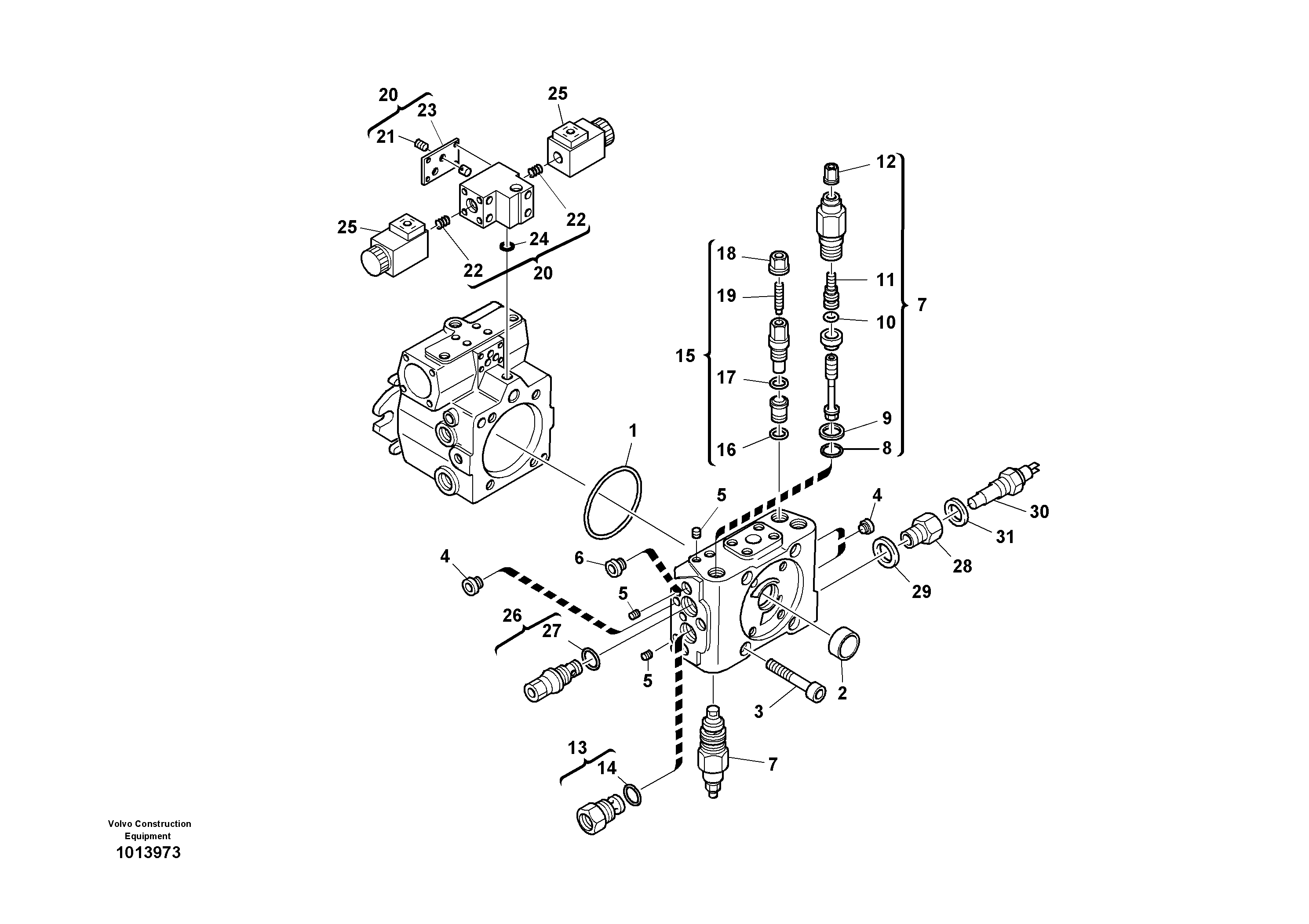 Схема запчастей Volvo L30B - 12800 Valves - Variable displacement pump L30B TYPE 182, 183, 185 SER NO 3000 -